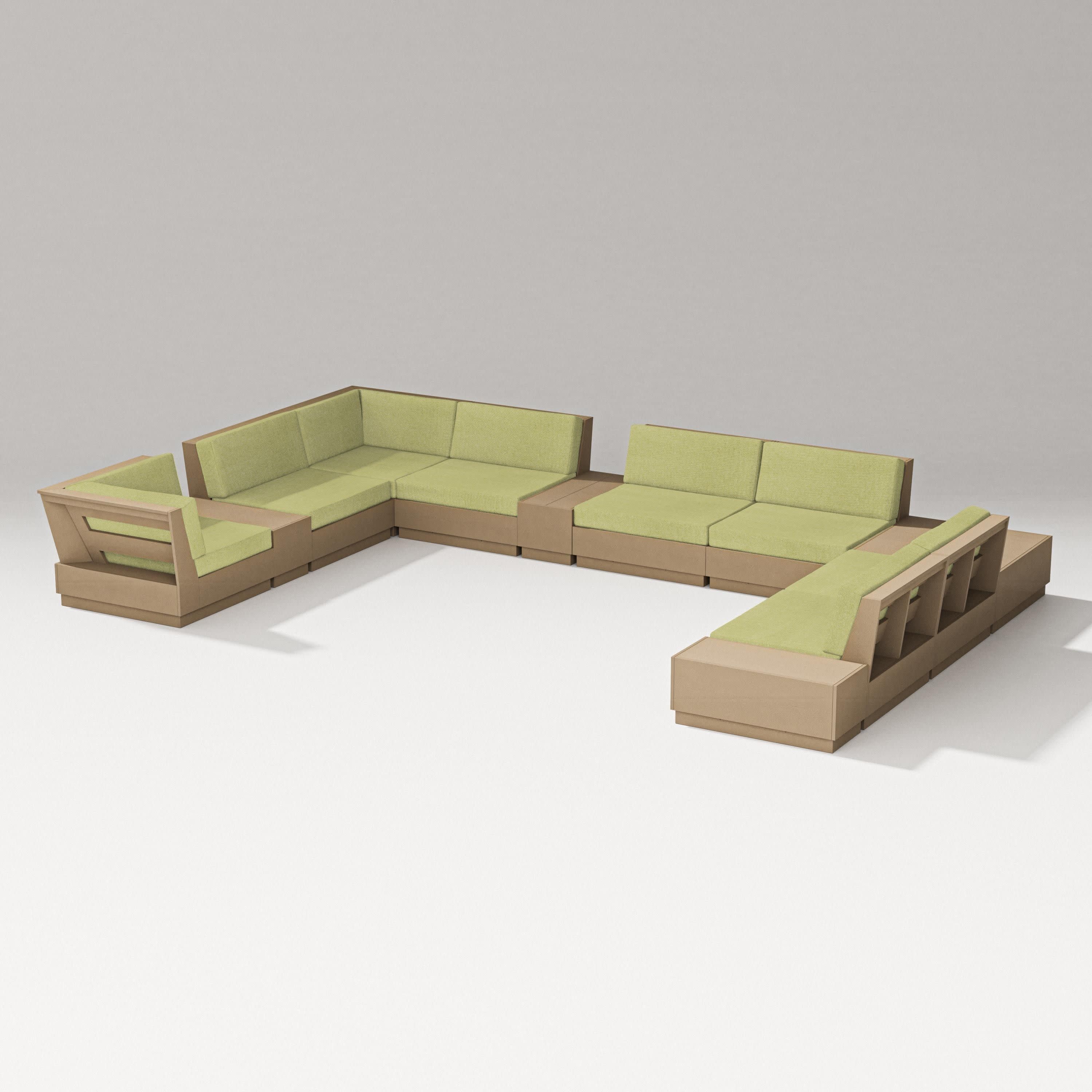Elevate 12-Piece Conversation Sectional Set in Vintage Sahara / Chartreuse Boucle
