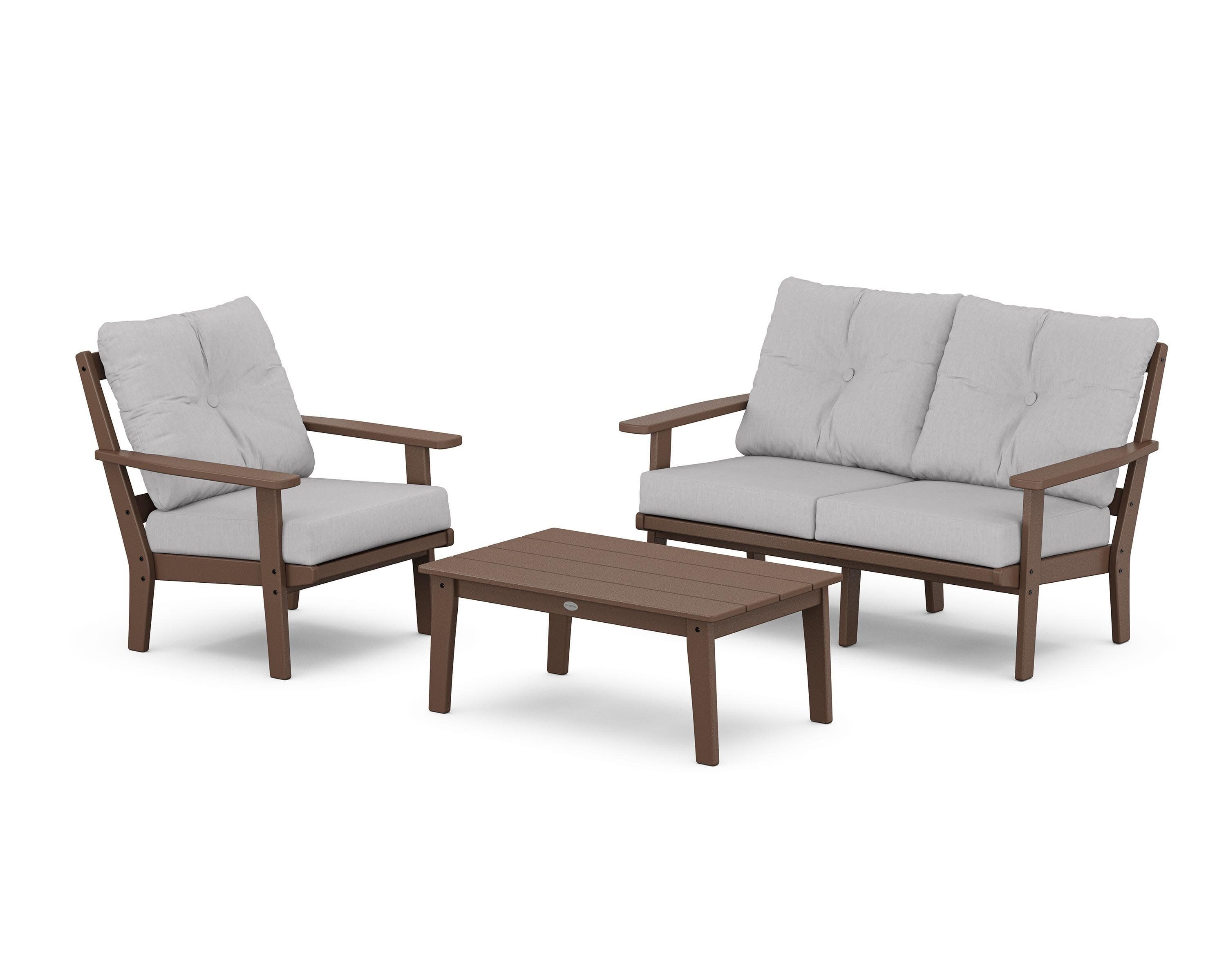 Oxford 3-Piece Deep Seating Set with Loveseat in Mahogany / Granite