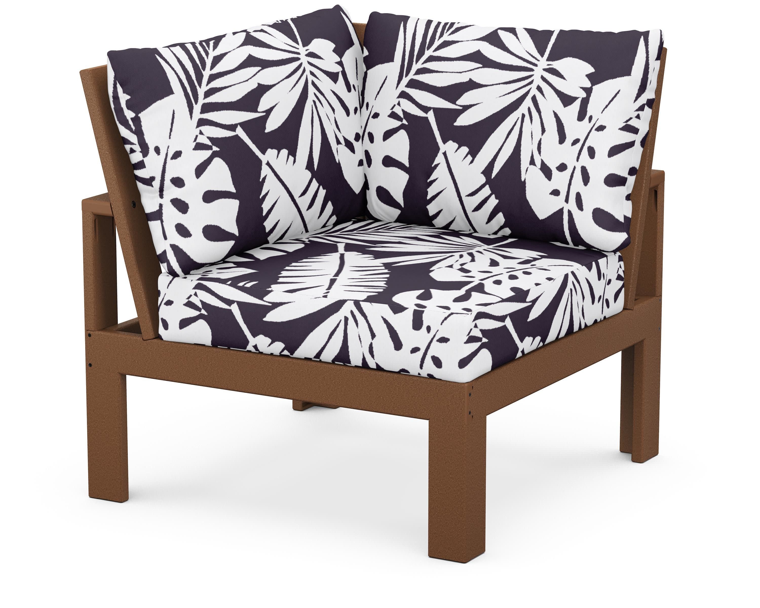 Modular Corner Chair in Teak / Leaf Navy