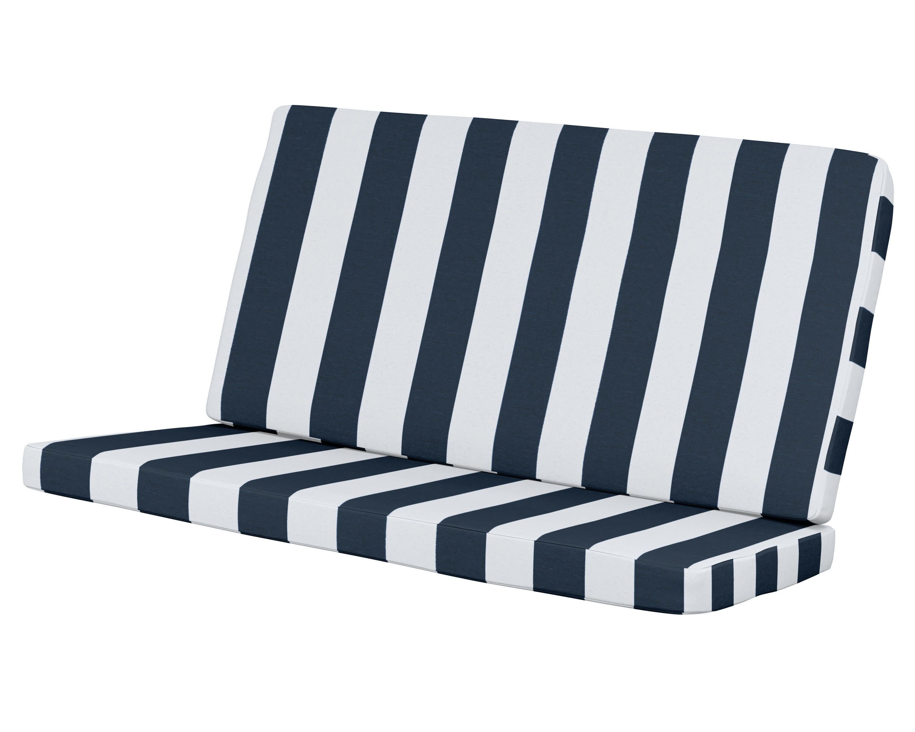 Modern Loveseat Cushion in Cabana Stripe Marine Indigo