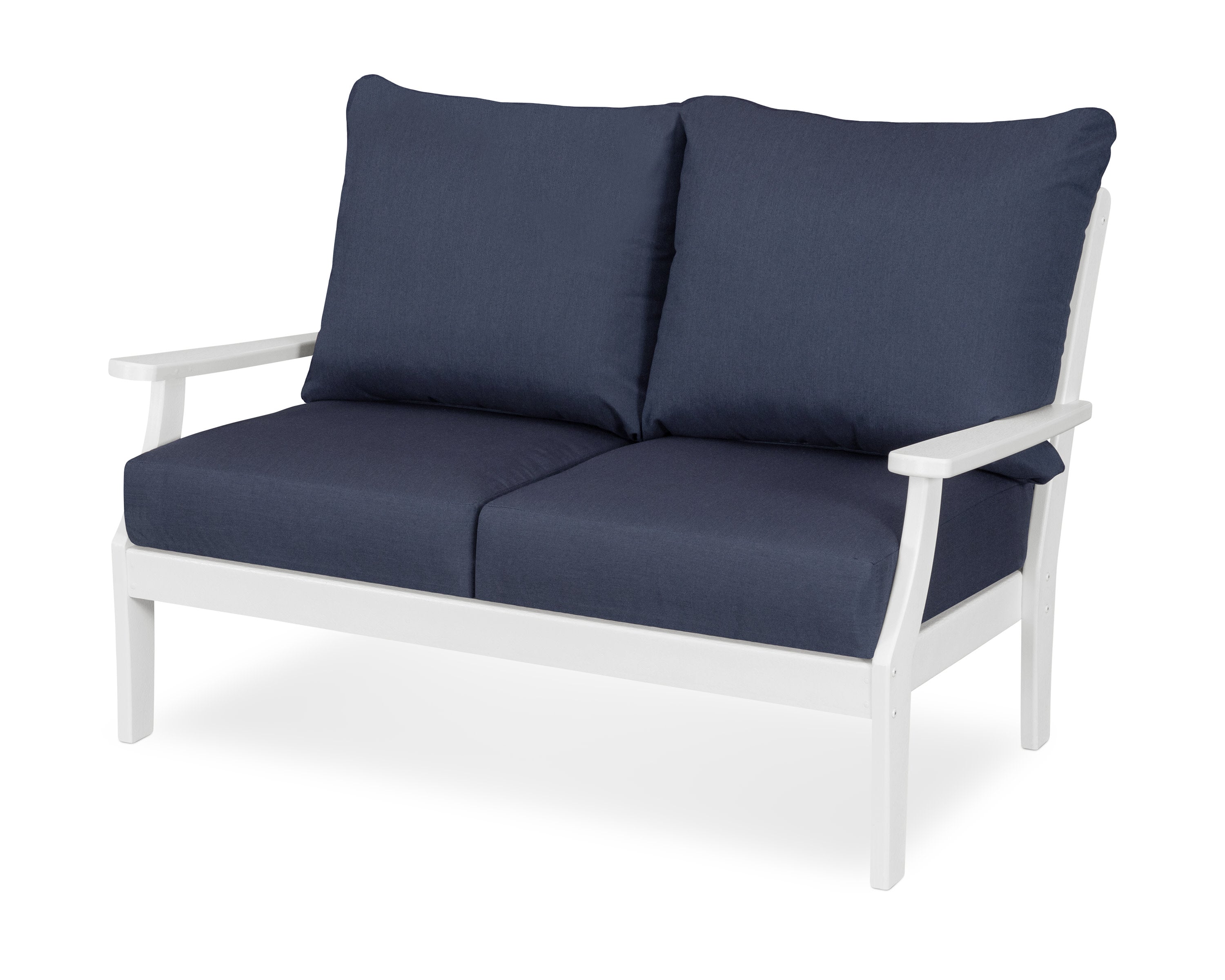 Braxton Deep Seating Loveseat in White / Spectrum Indigo