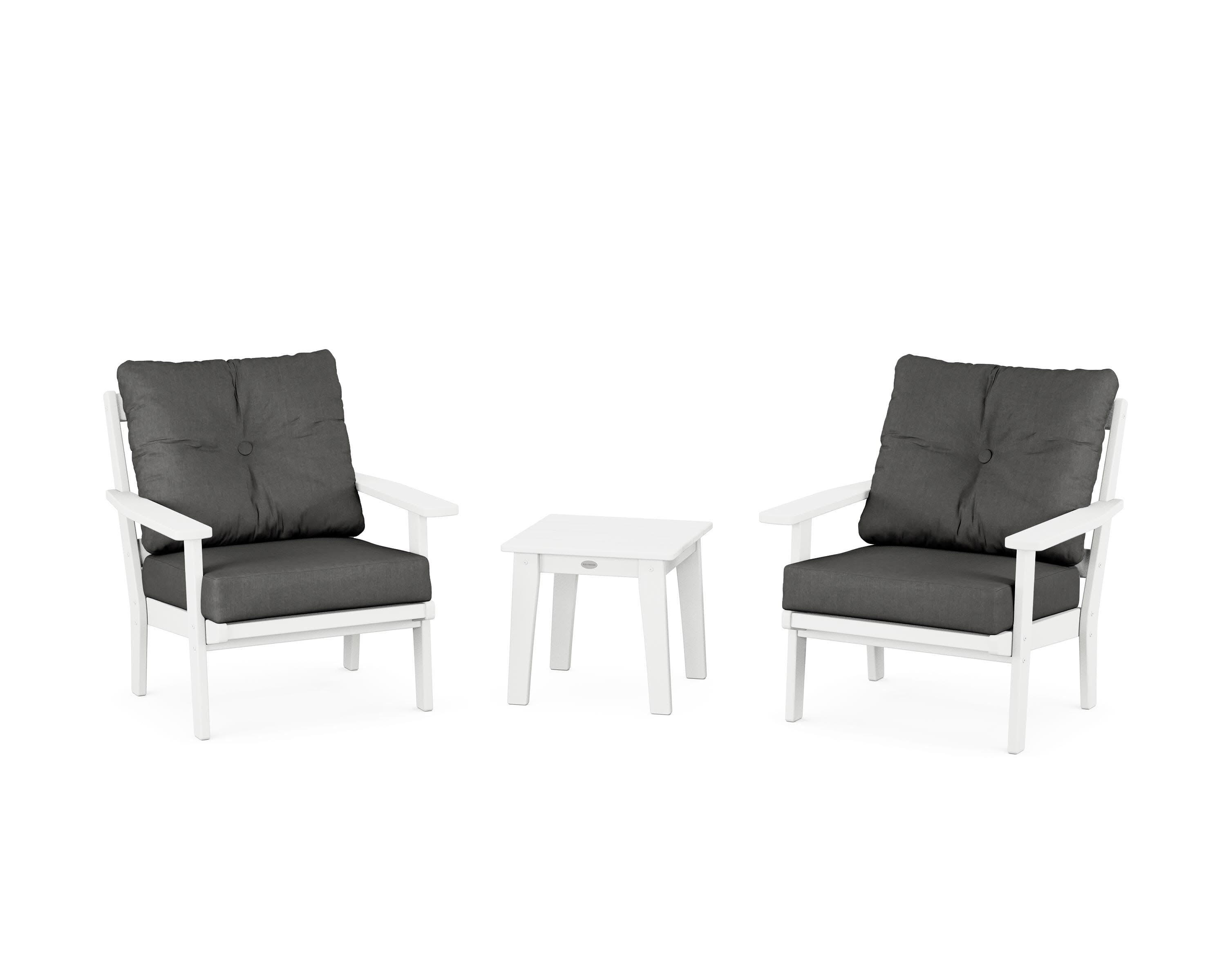 Prairie 3-Piece Deep Seating Set in White / Spectrum Carbon