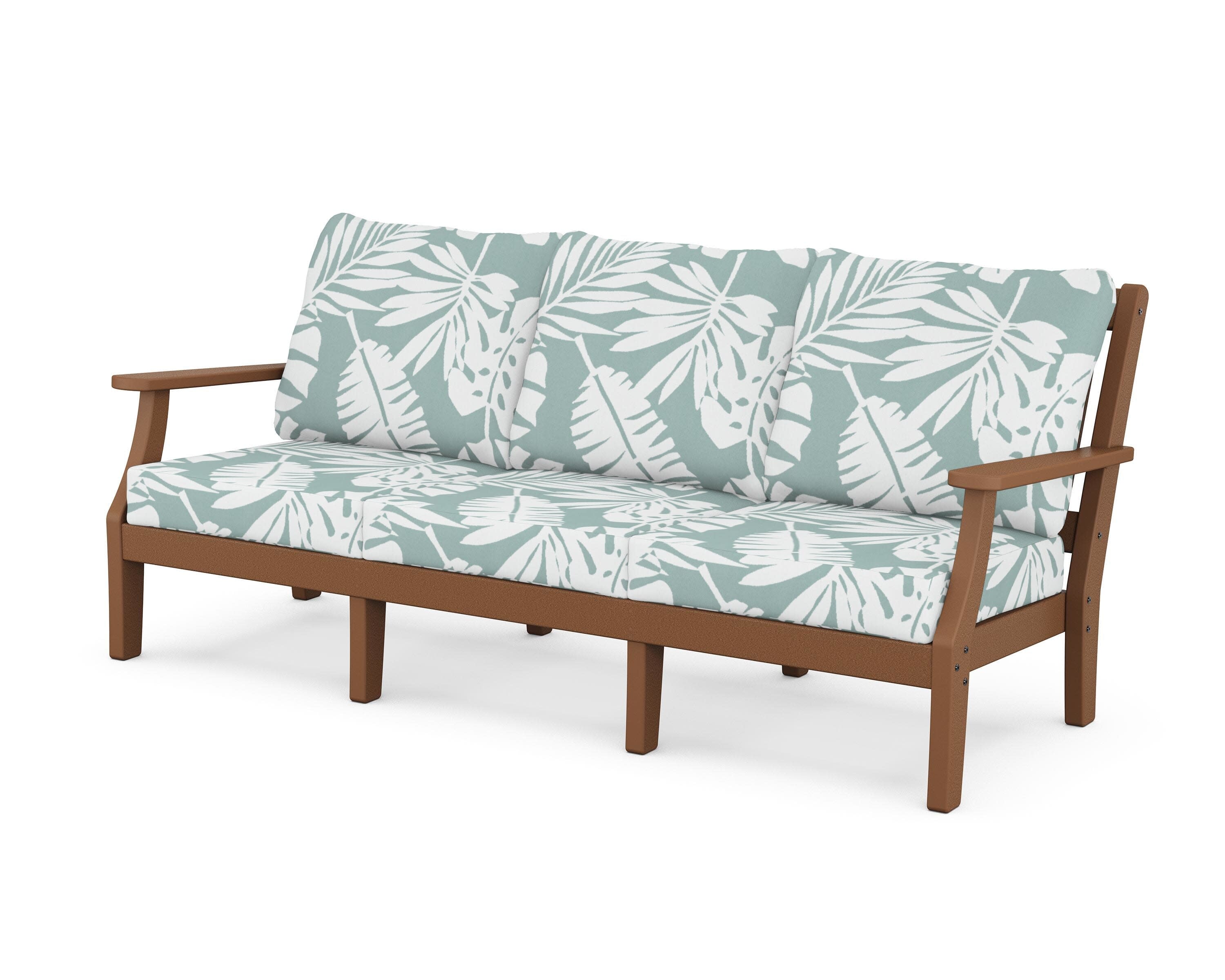 Chinoiserie Deep Seating Sofa in Teak / Leaf Glacier Spa