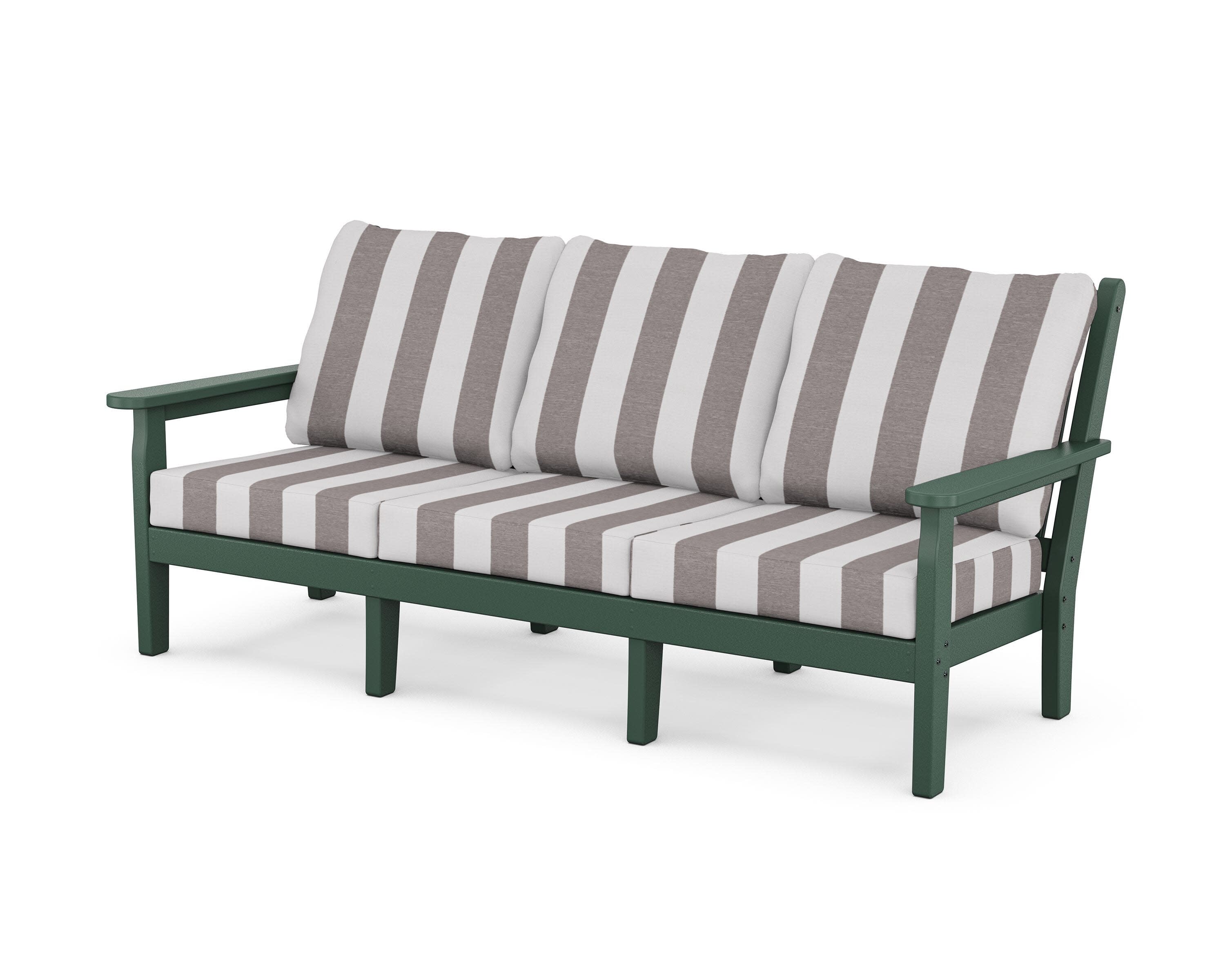 Chippendale Deep Seating Sofa in Green / Cabana Stripe Grey Mist