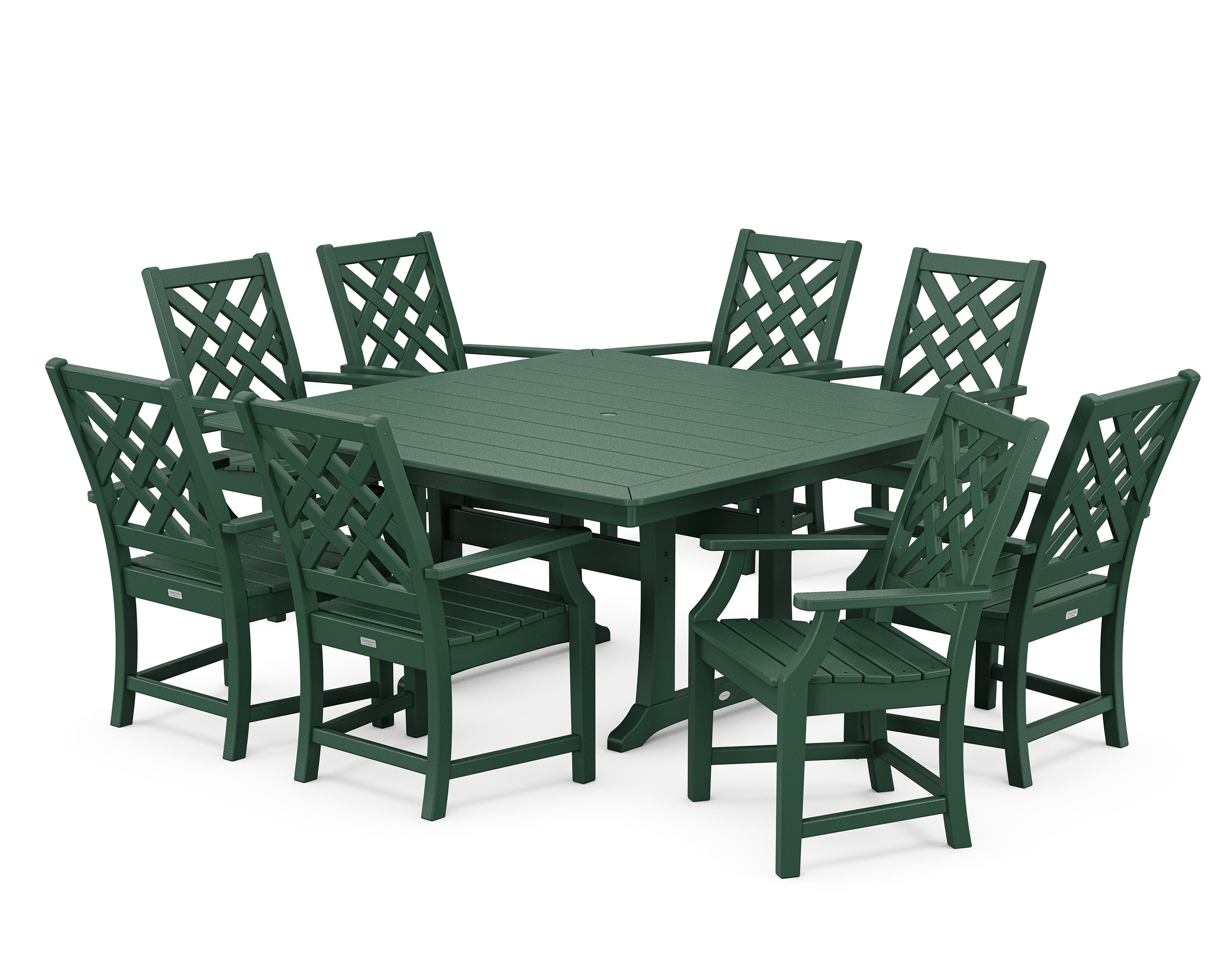 Wovendale 9-Piece Square Dining Set with Trestle Legs in Green