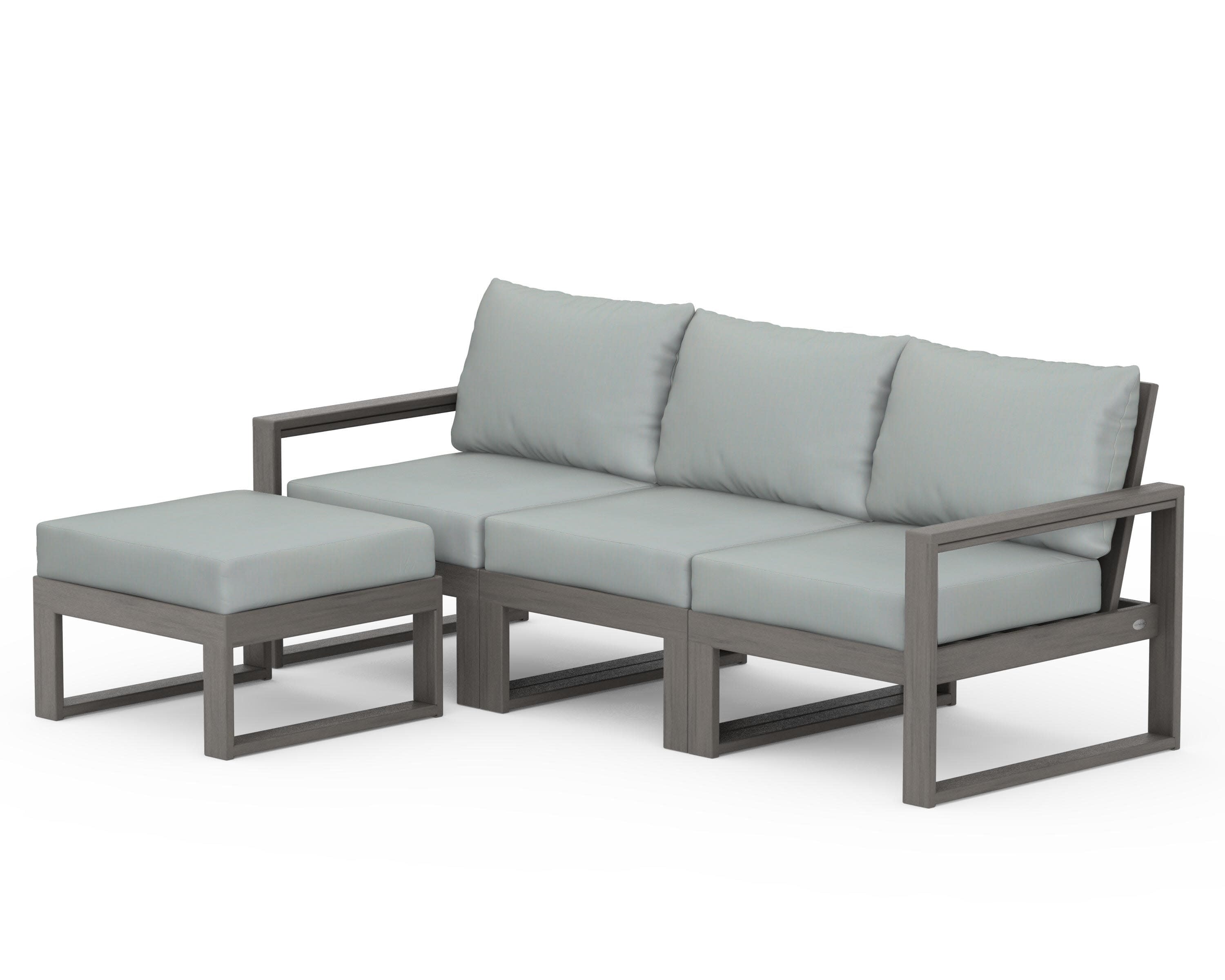 EDGE 4-Piece Modular Deep Seating Set with Ottoman in Driftwood / Spa