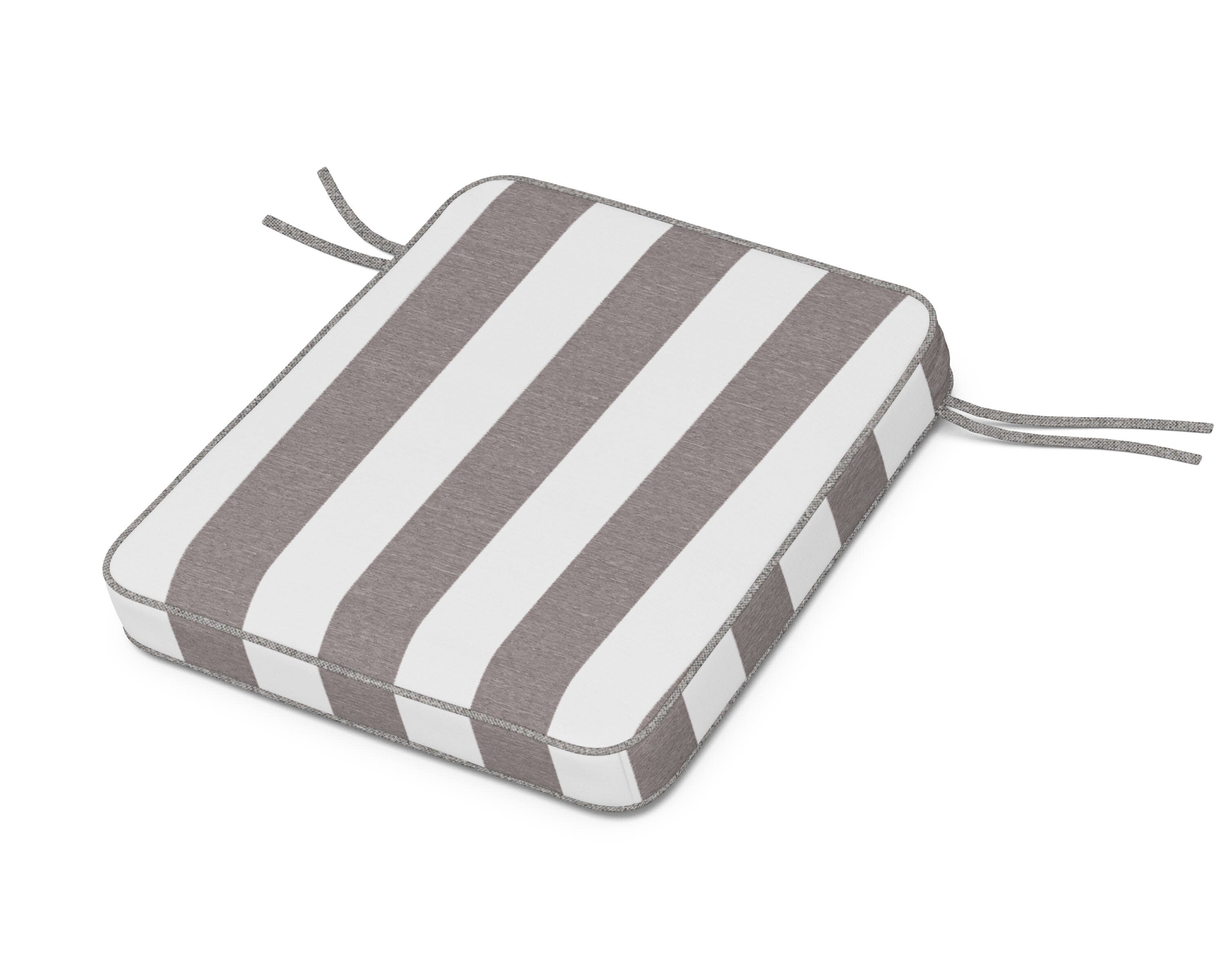 Chinoiserie Rocker Seat Cushion in Cabana Stripe Grey Mist