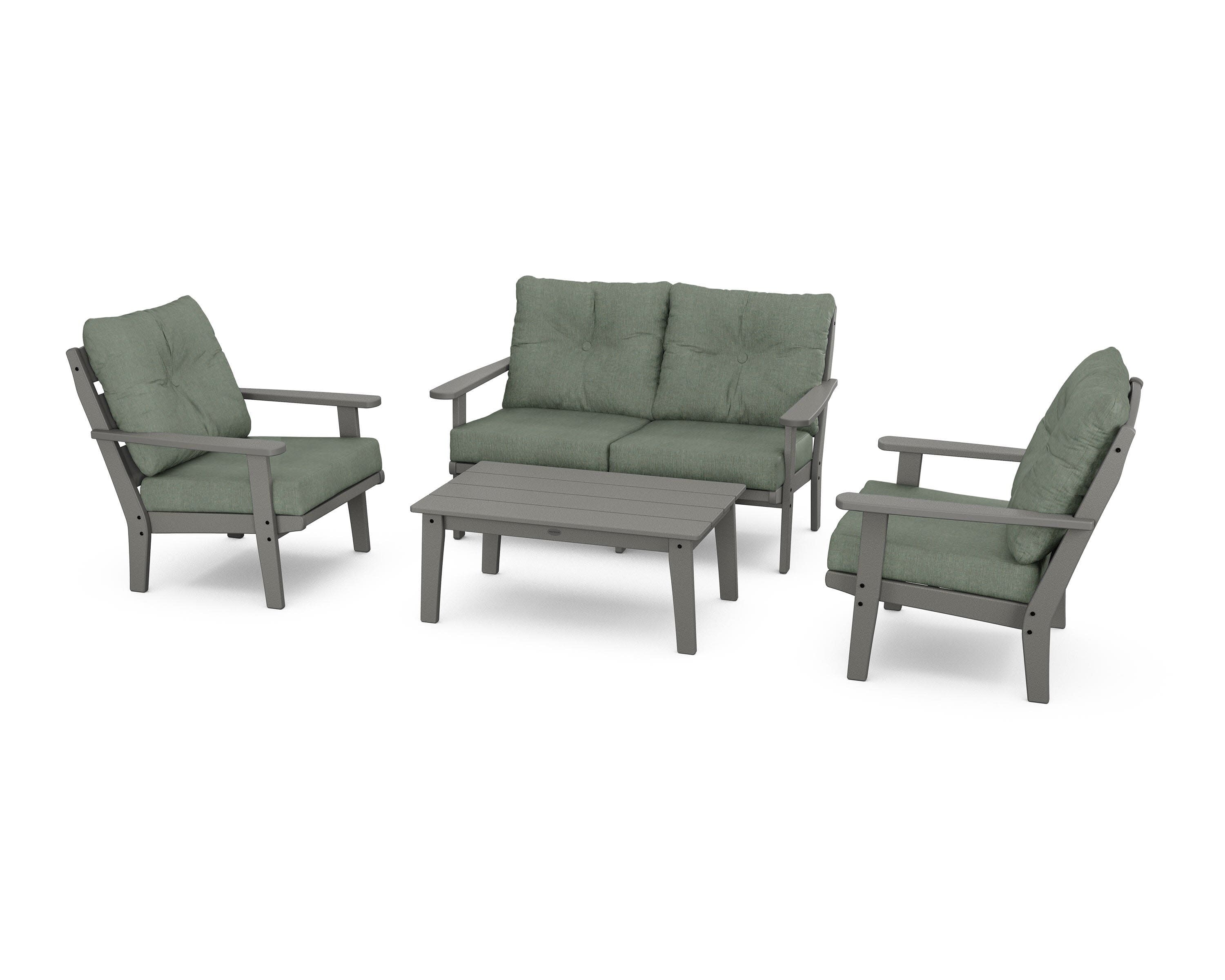 Lakeside 4-Piece Deep Seating Set in Slate Grey / Cast Sage