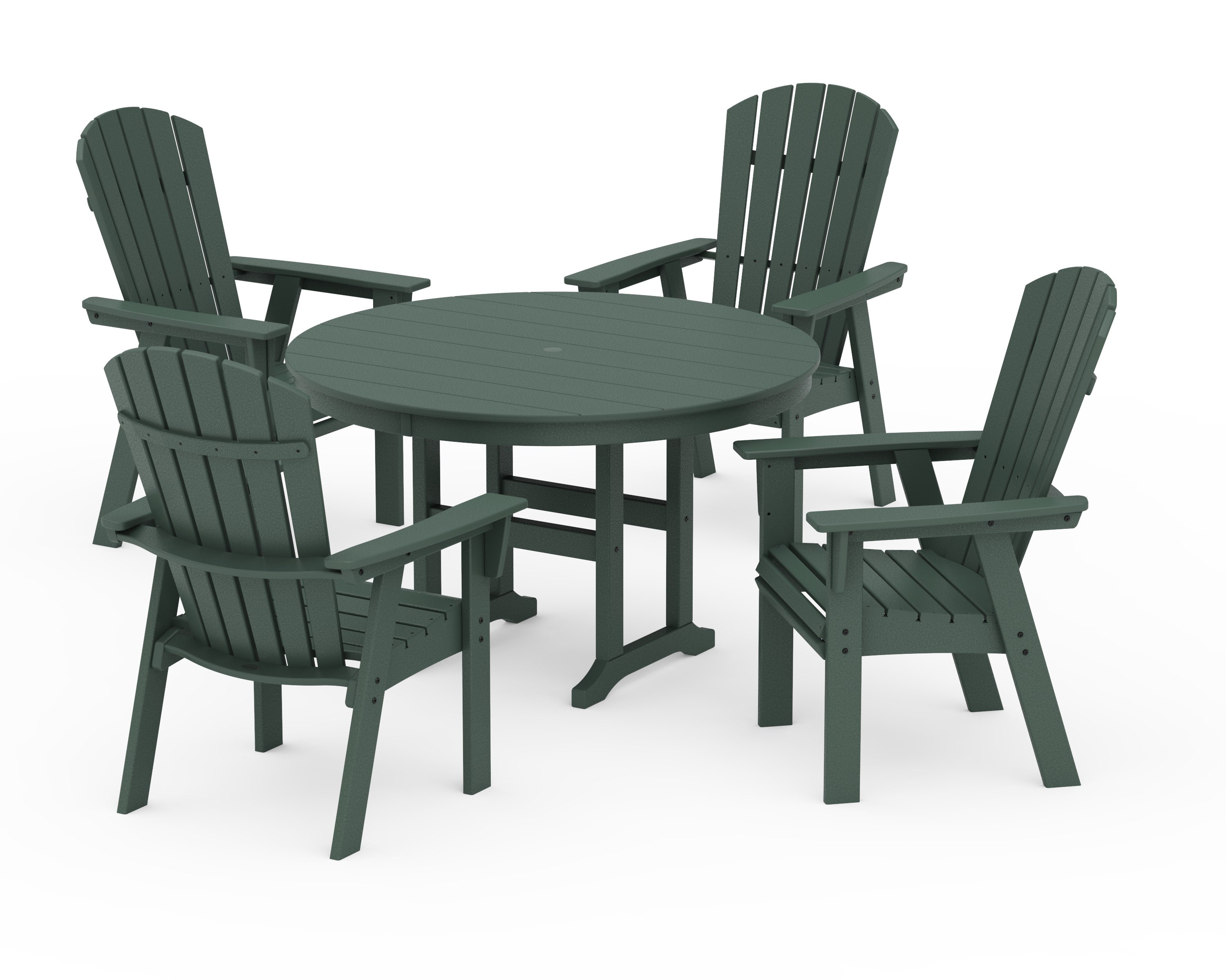 Nautical Adirondack 5-Piece Round Farmhouse Dining Set in Green