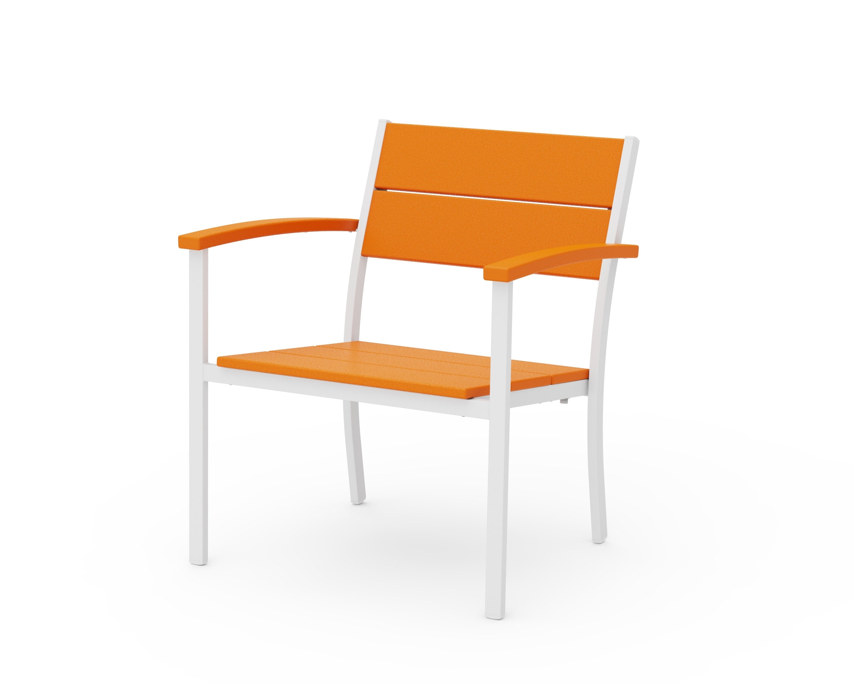 Main Street Stacking Lounge Arm Chair in White / Tangerine