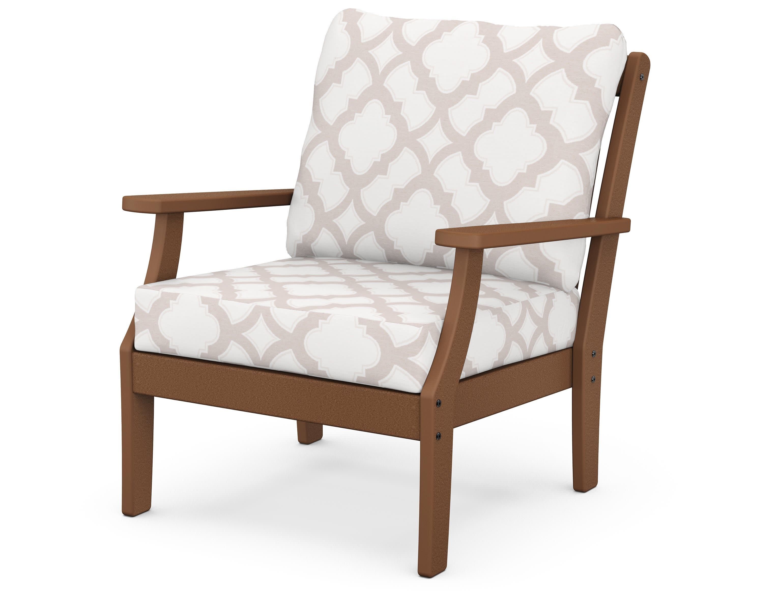 Braxton Deep Seating Chair in Teak / Trellis Dune Burlap