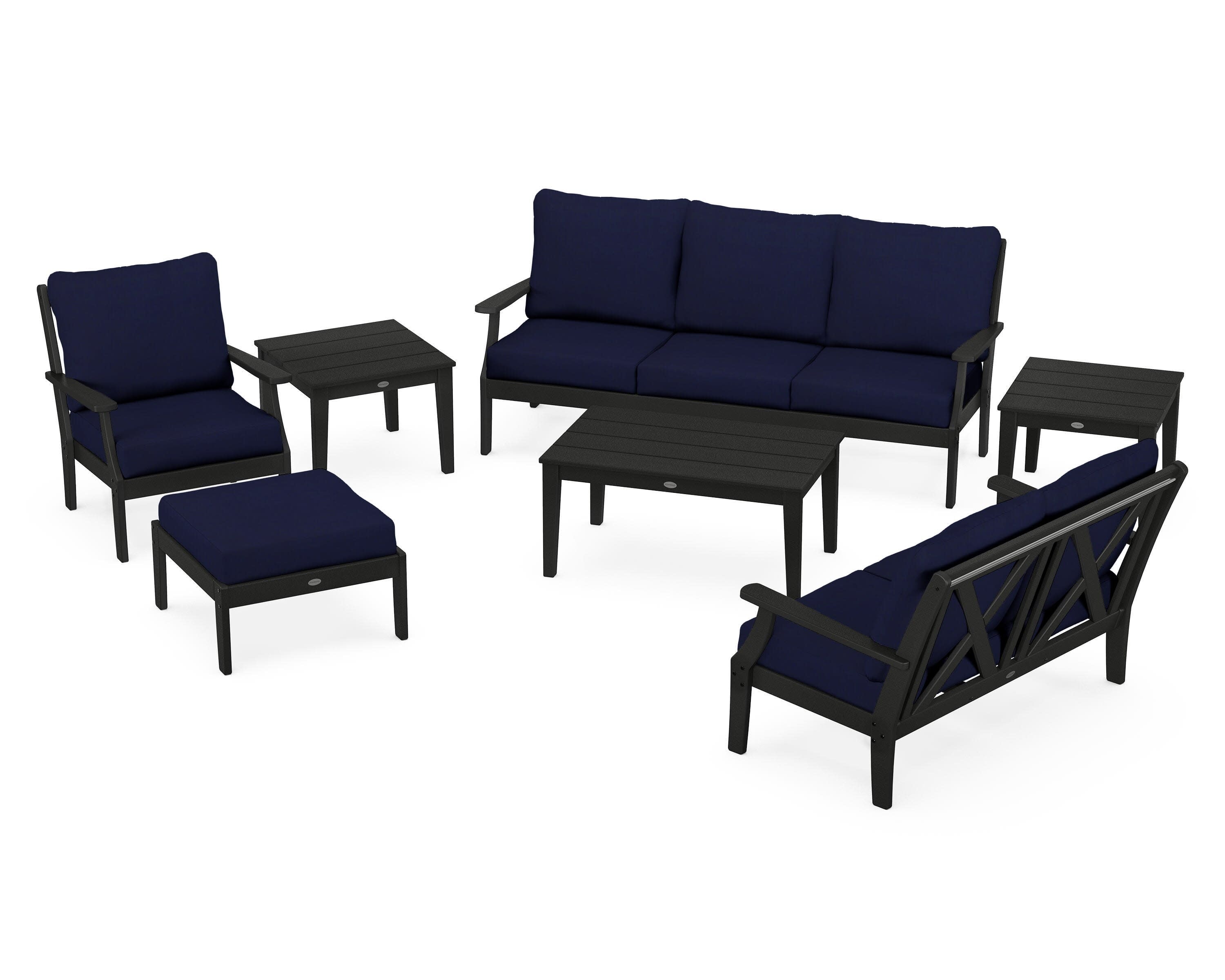 Braxton 7-Piece Deep Seating Set in Black / Navy
