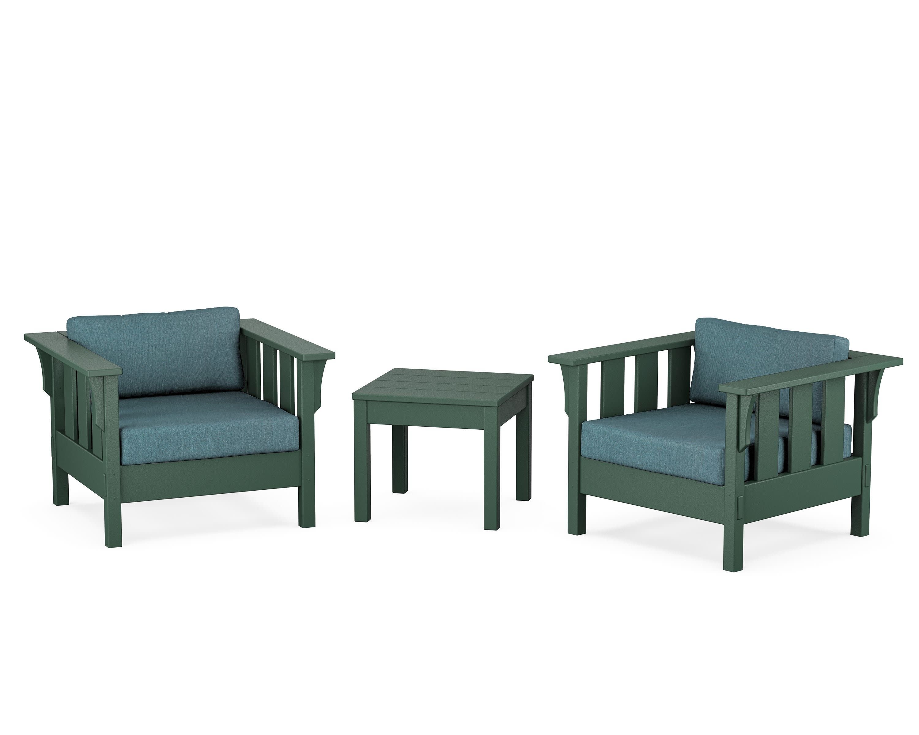 Acadia 3-Piece Deep Seating Set in Green / Ocean Teal