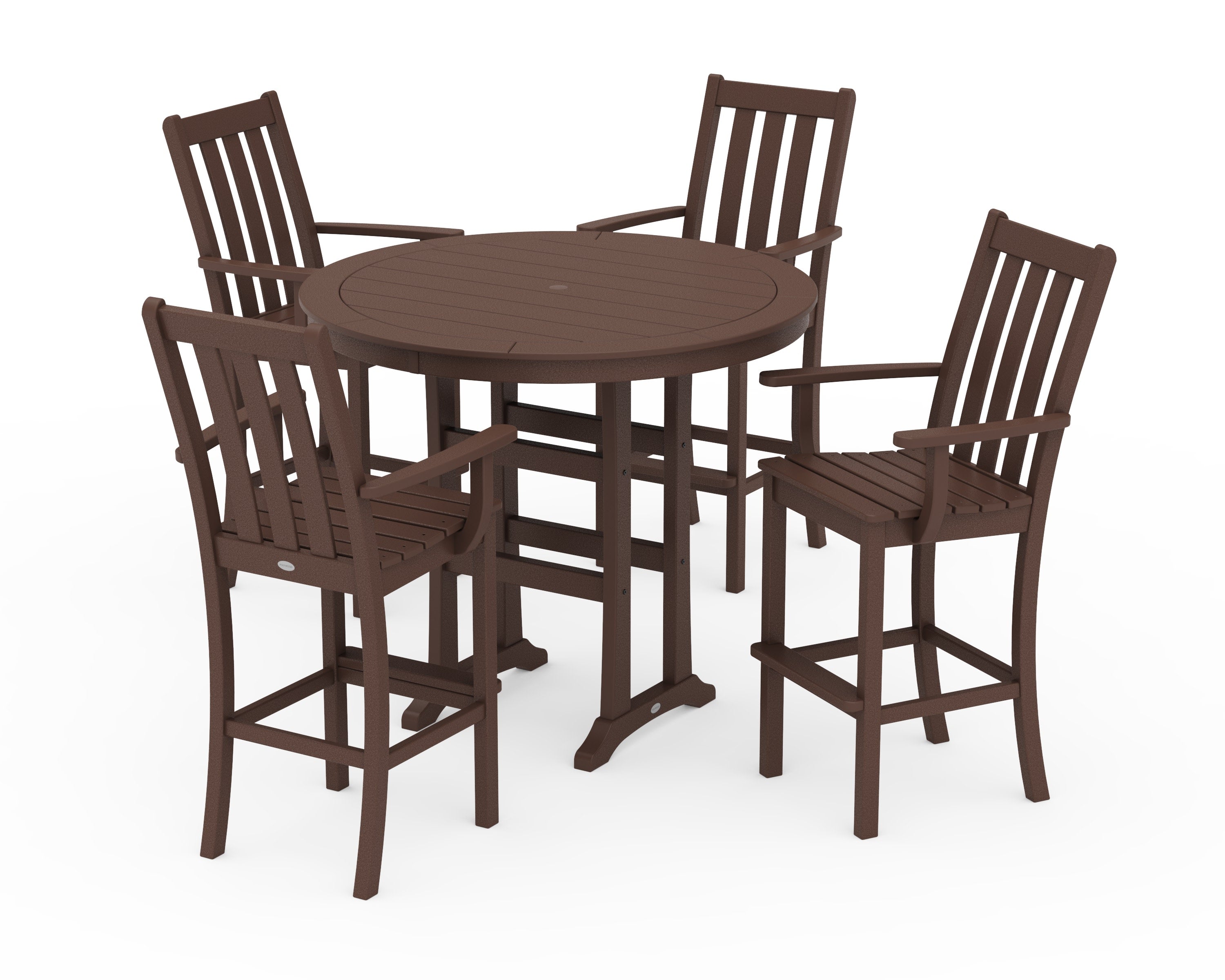 Vineyard 5-Piece Round Bar Set in Mahogany