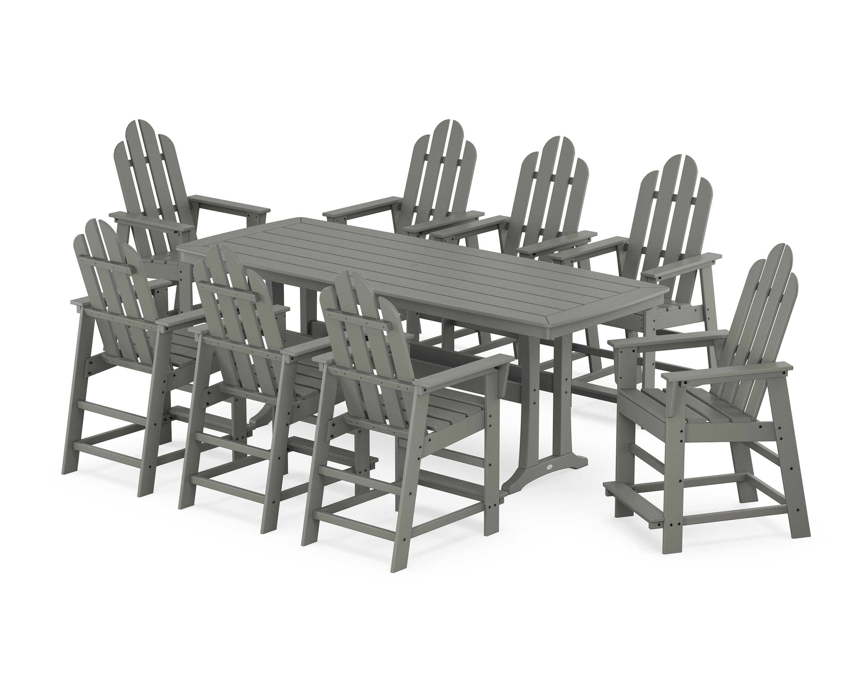 Long Island 9-Piece Counter Set with Trestle Legs in Slate Grey