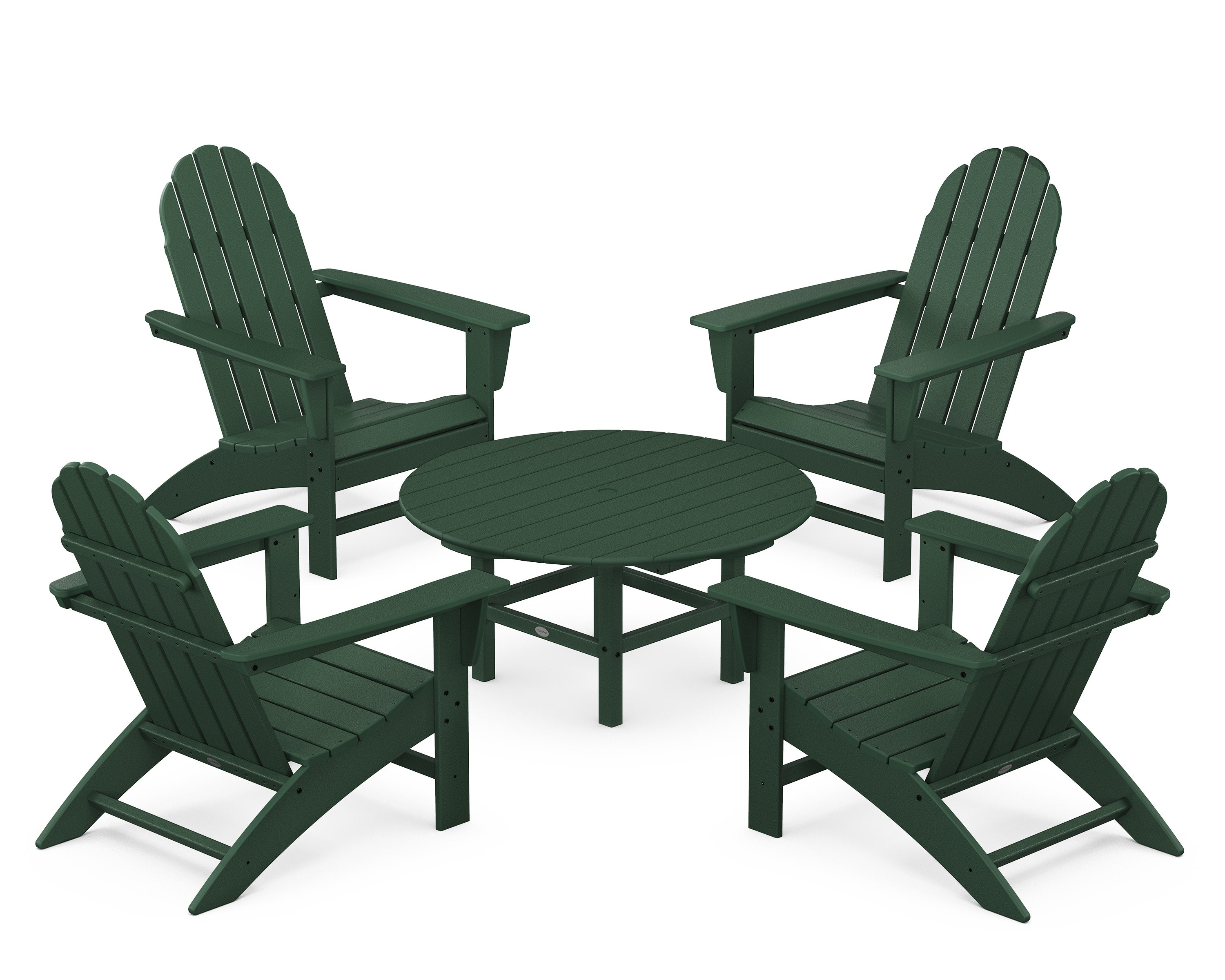 Vineyard 5-Piece Adirondack Chair Conversation Set in Green