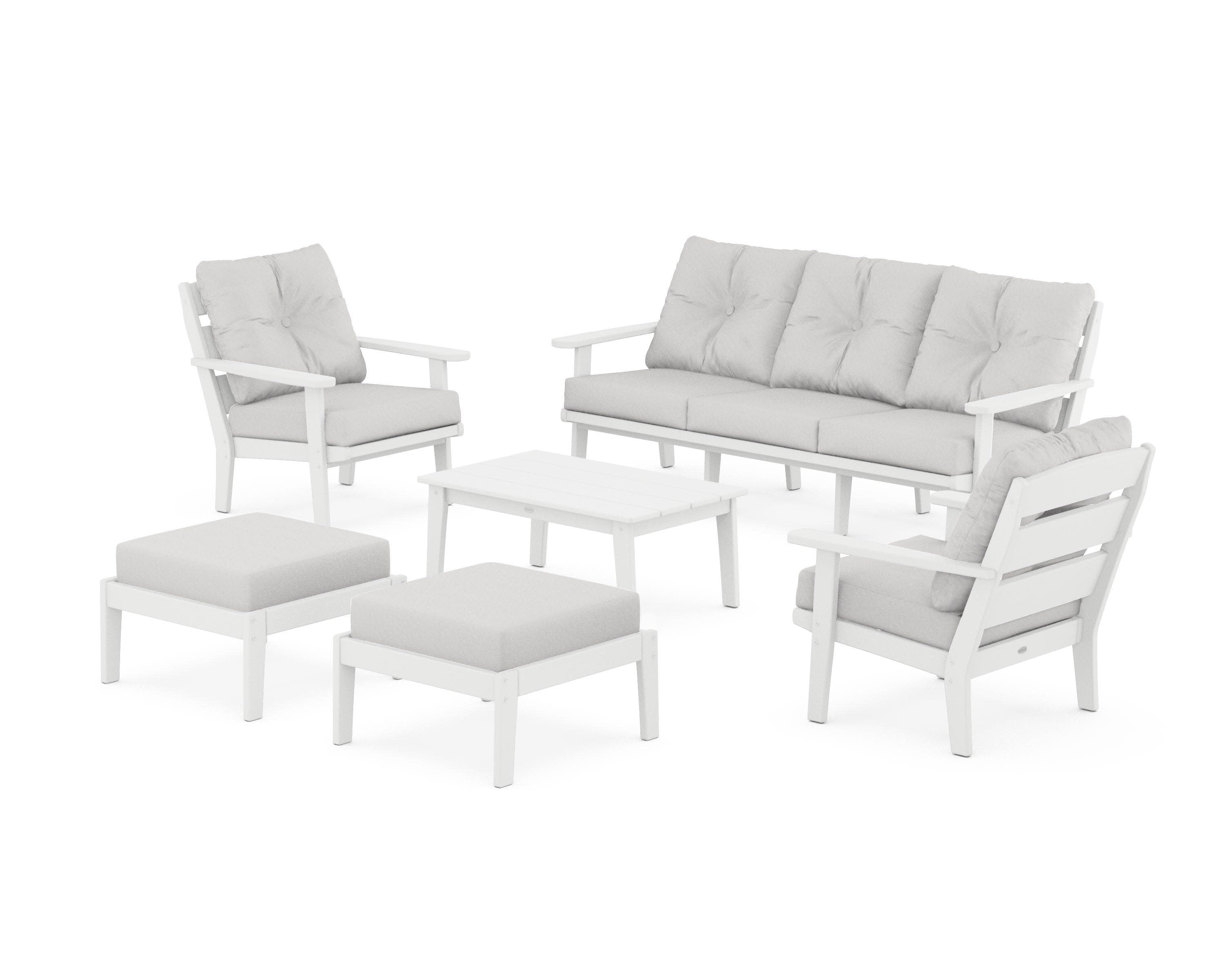 Lakeside 6-Piece Lounge Sofa Set in White / Diamond in the Rough