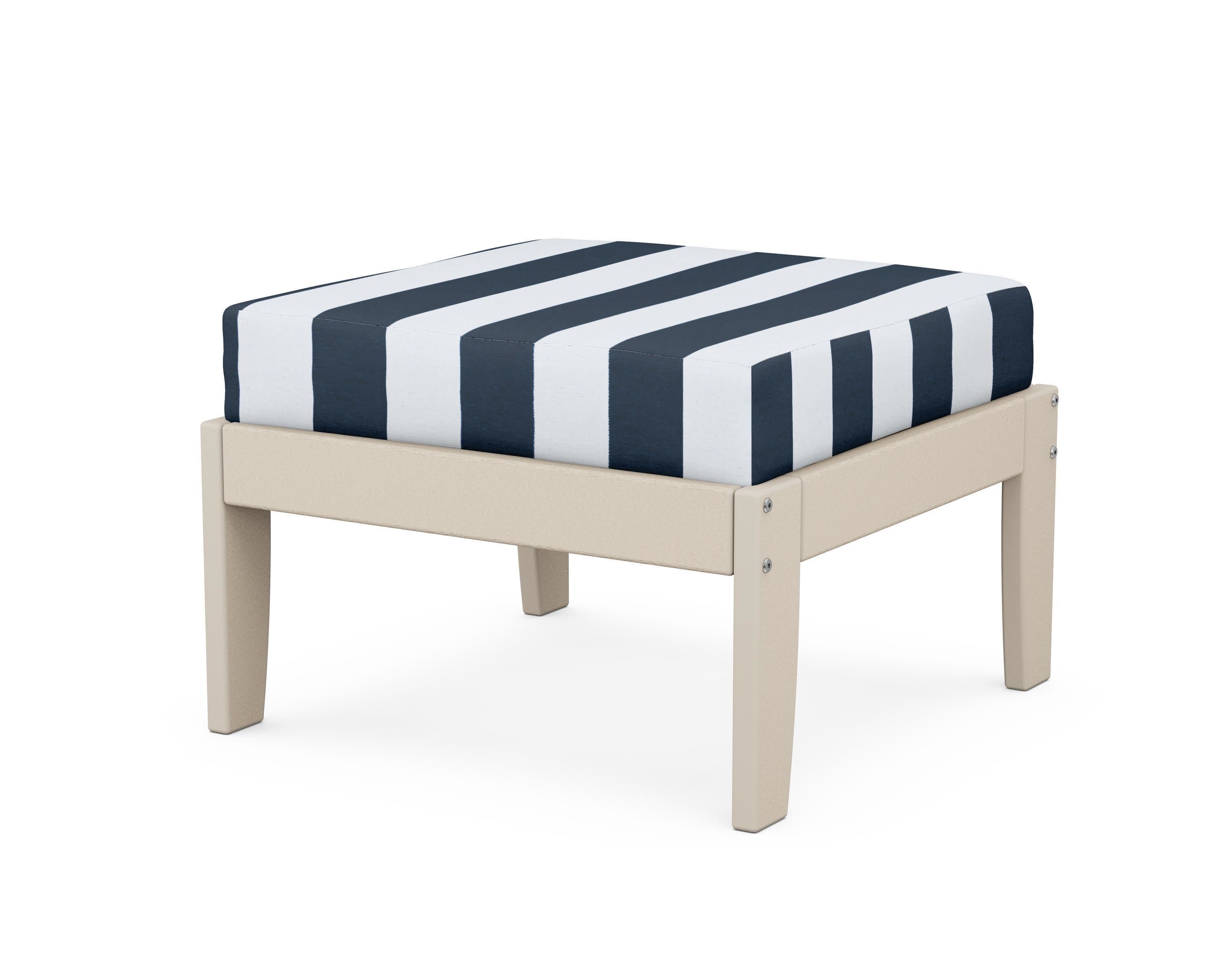 Modular Ottoman - Classic in Sand / Cabana Stripe Marine Indigo