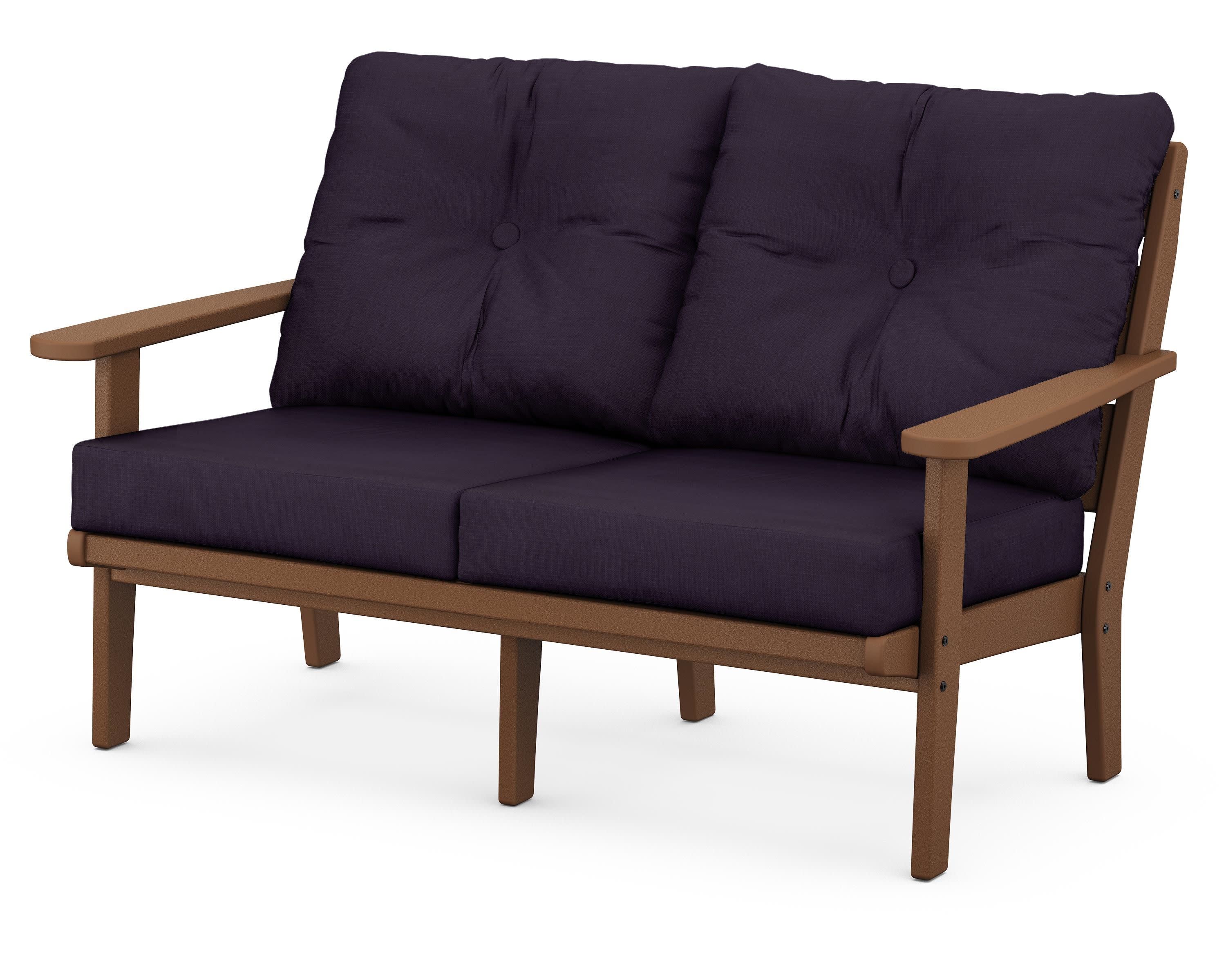 Lakeside Deep Seating Loveseat in Teak / Navy Linen