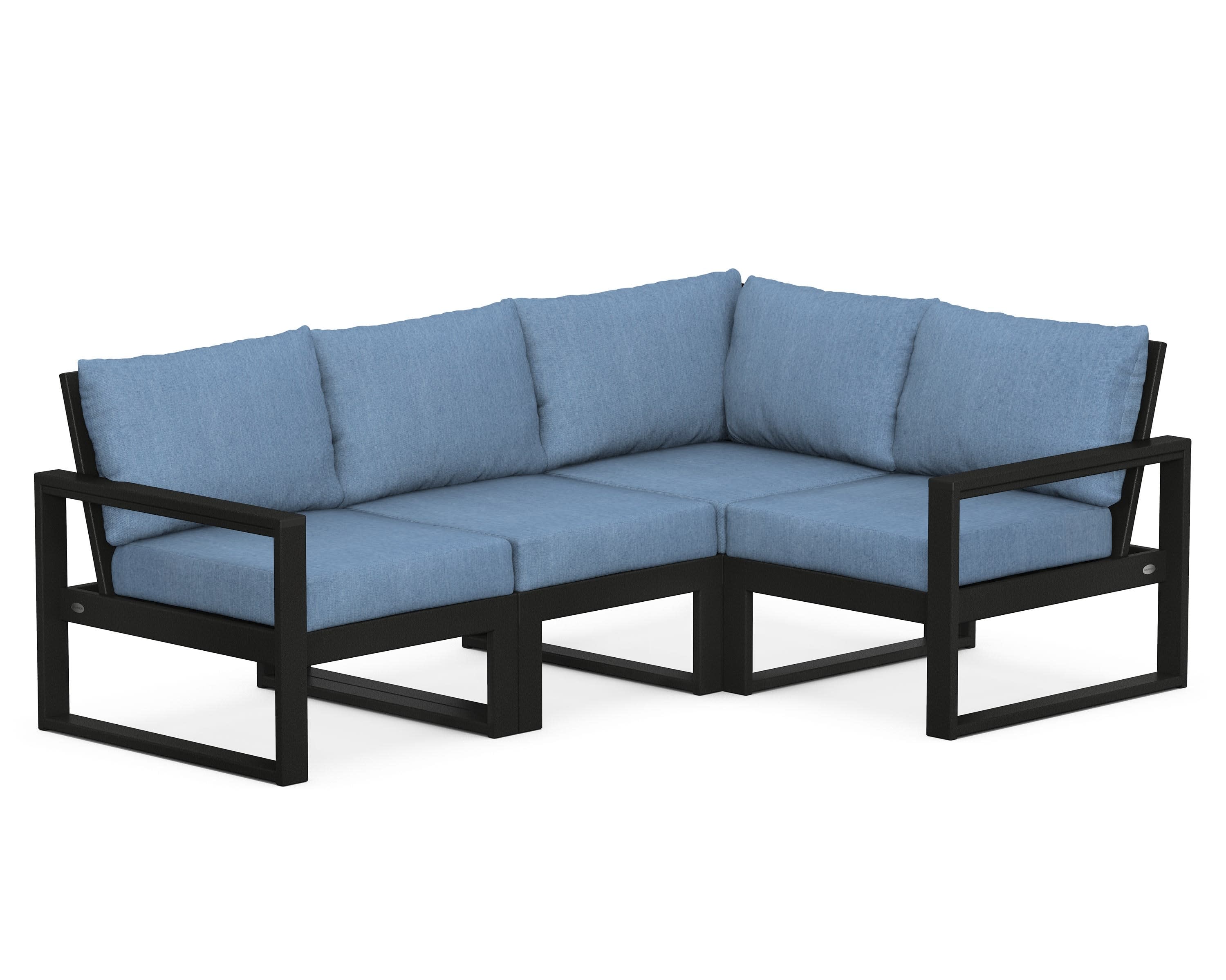 EDGE 4-Piece Modular Deep Seating Set in Black / Sky Blue