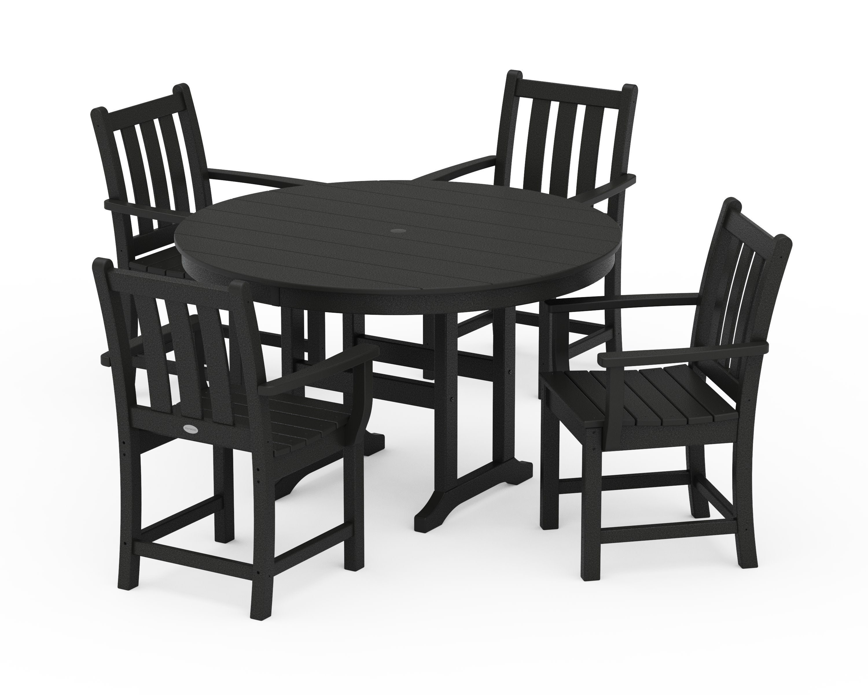 Traditional Garden 5-Piece Round Farmhouse Dining Set in Black