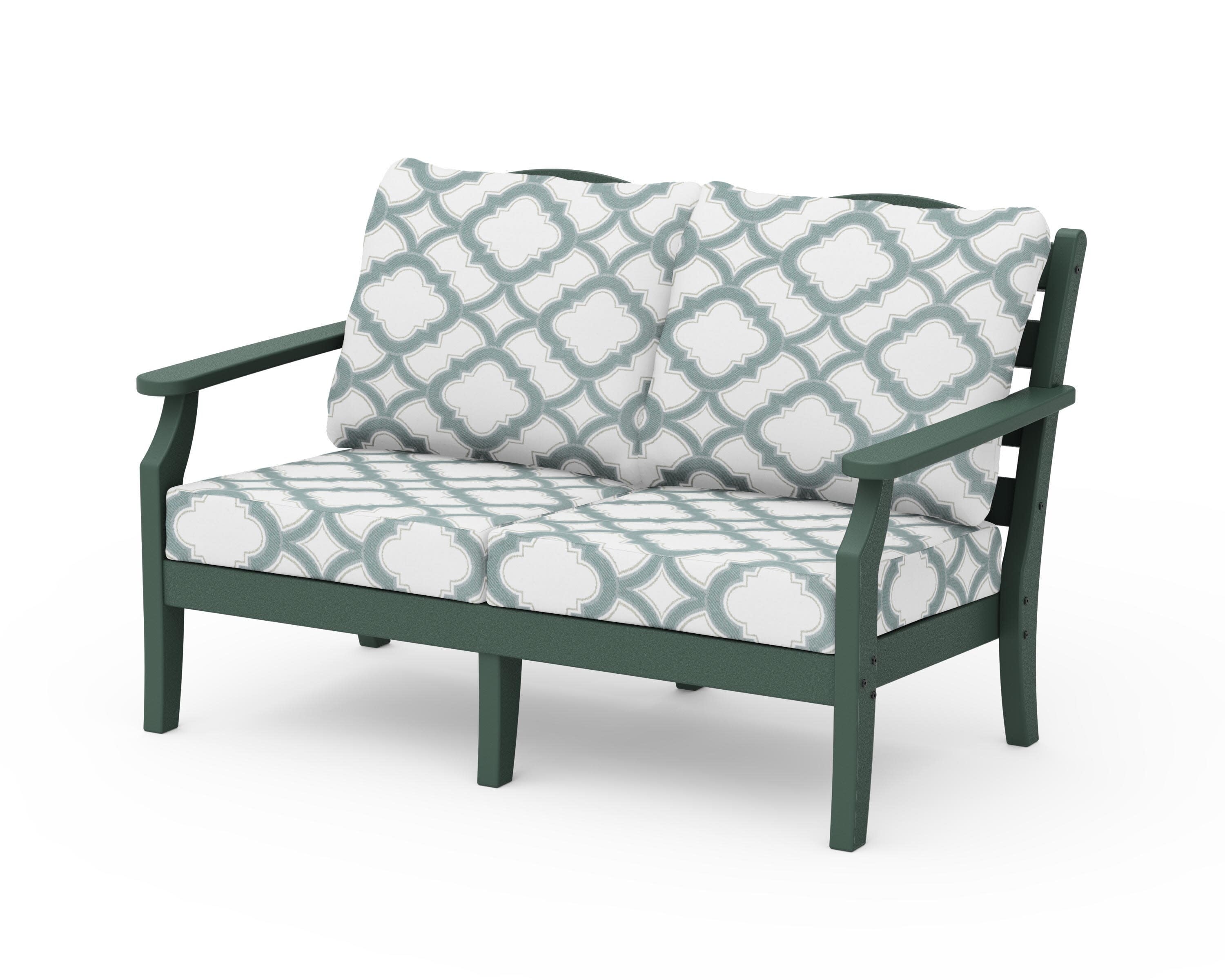 Savannah Deep Seating Loveseat in Green / Trellis Glacier Spa