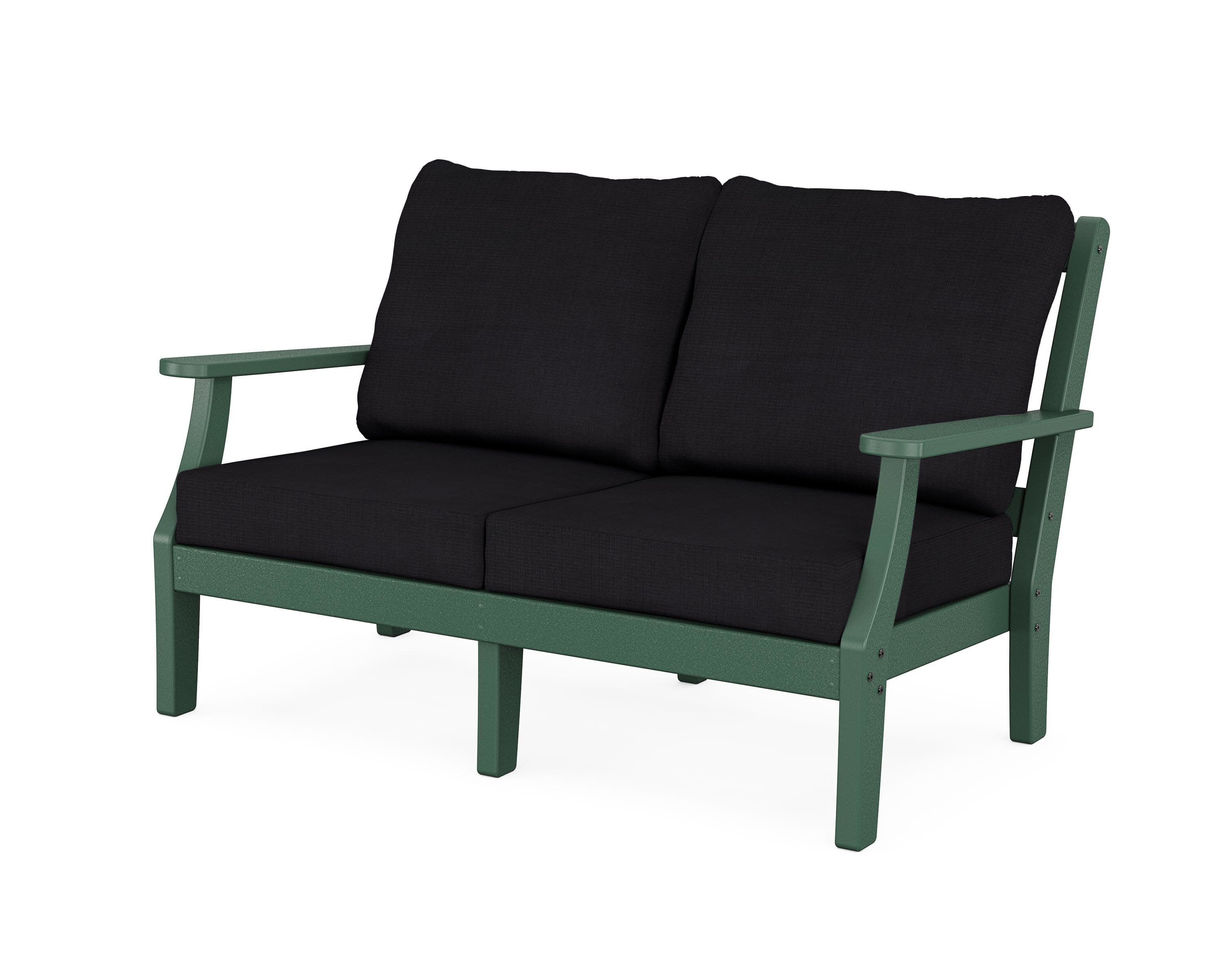 Chinoiserie Deep Seating Loveseat in Green / Midnight Linen
