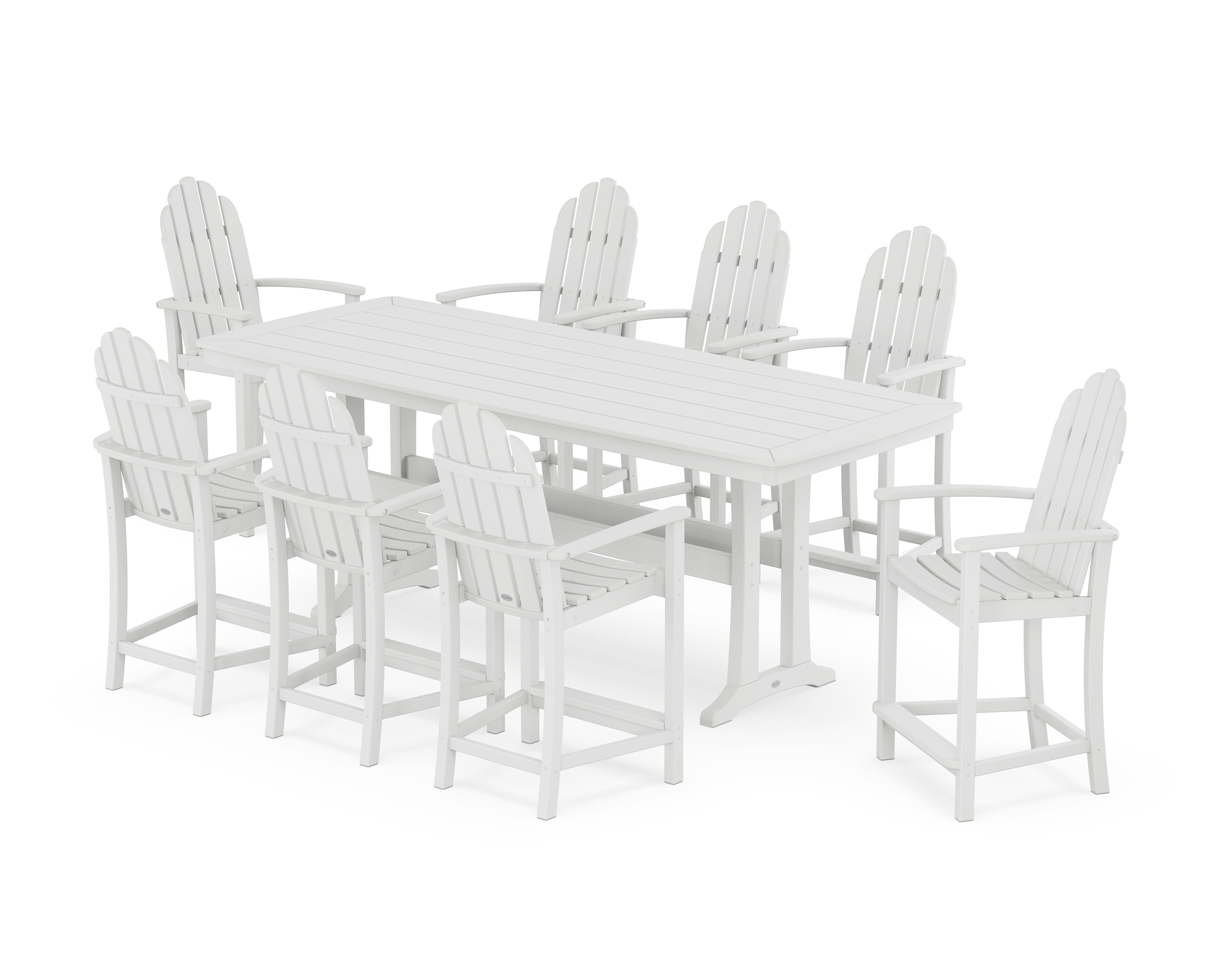 Classic Adirondack 9-Piece Counter Set with Trestle Legs in White