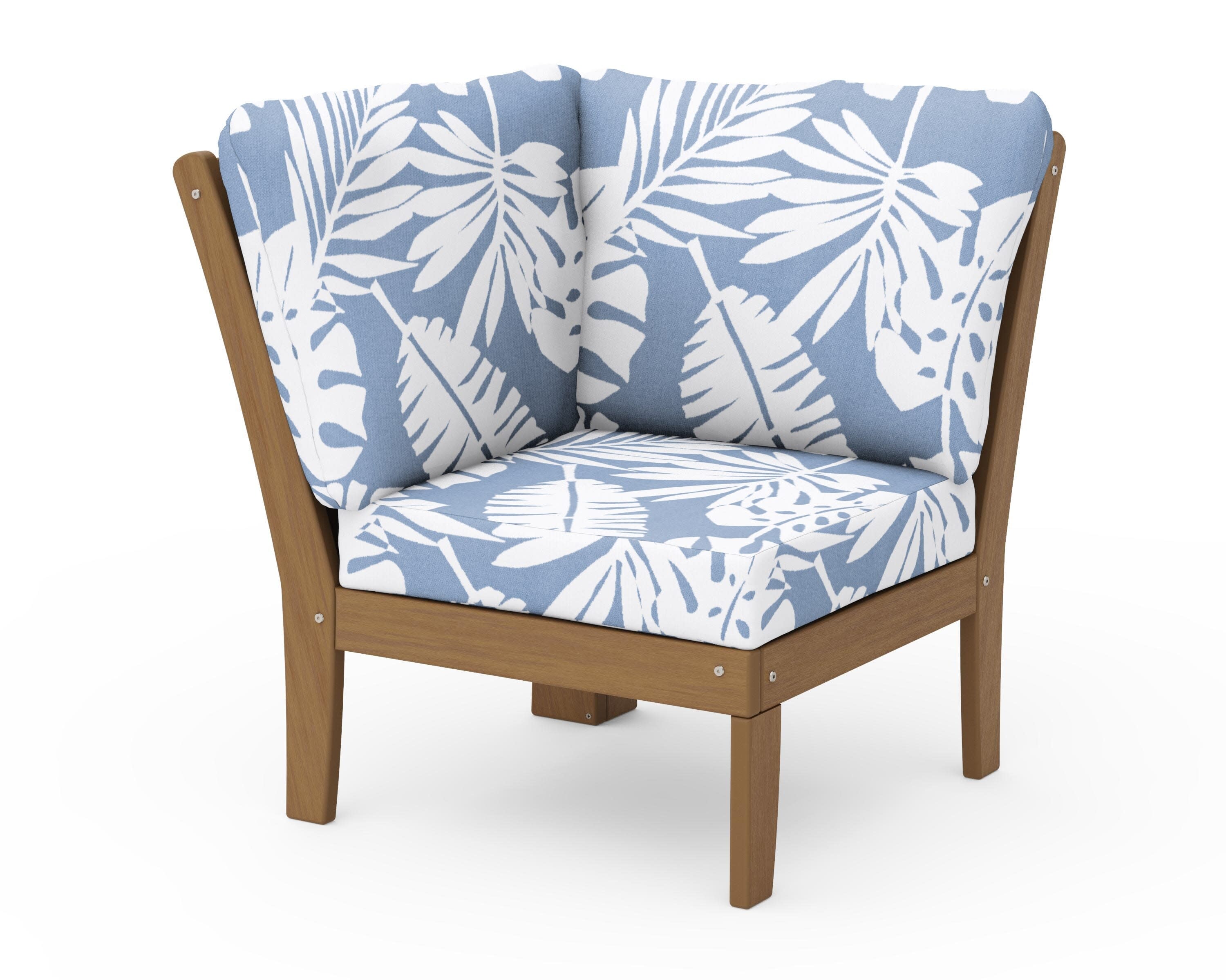 Braxton Modular Corner Chair in Natural / Leaf Sky Blue