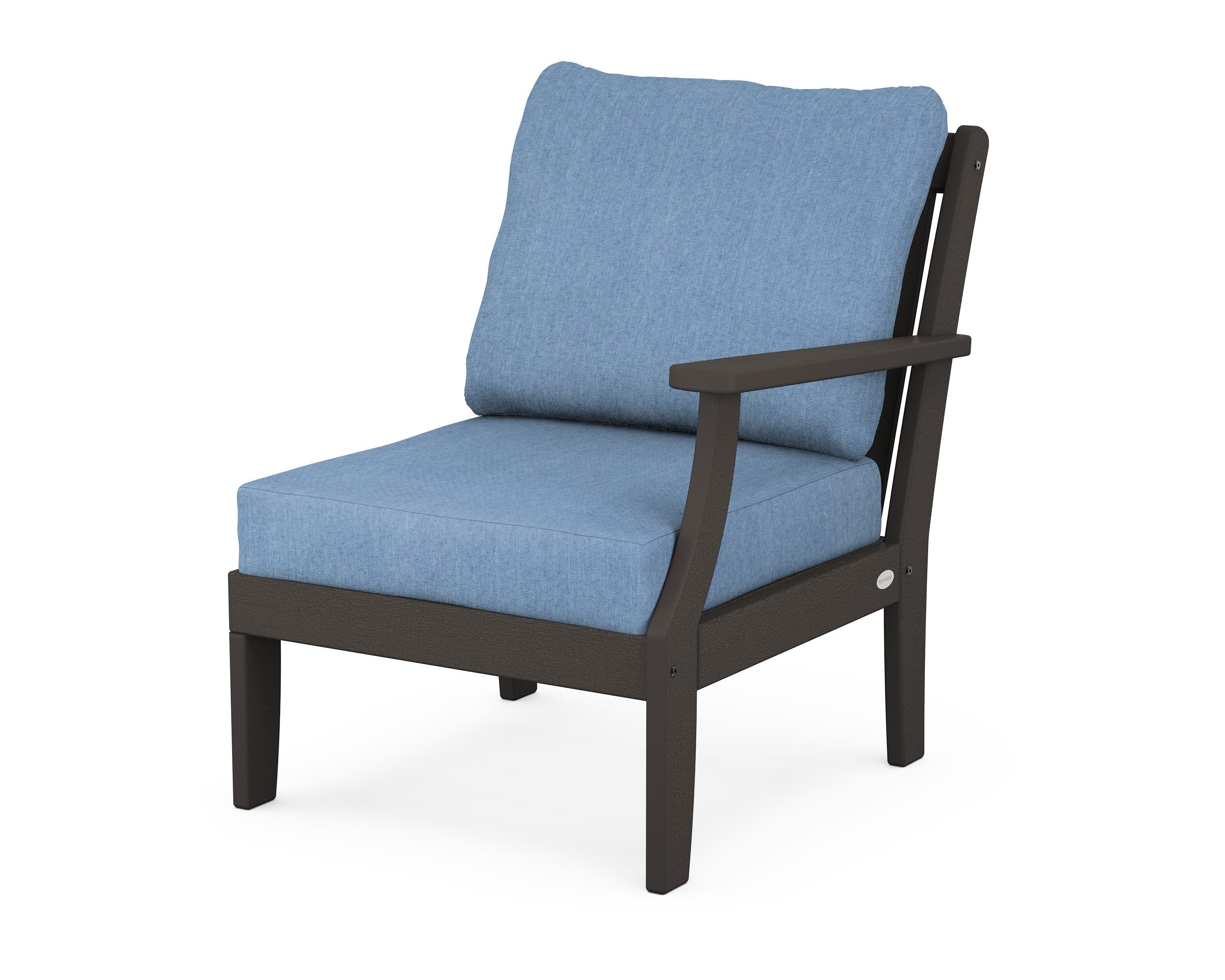Braxton Modular Right Arm Chair in Vintage Coffee / Sky Blue
