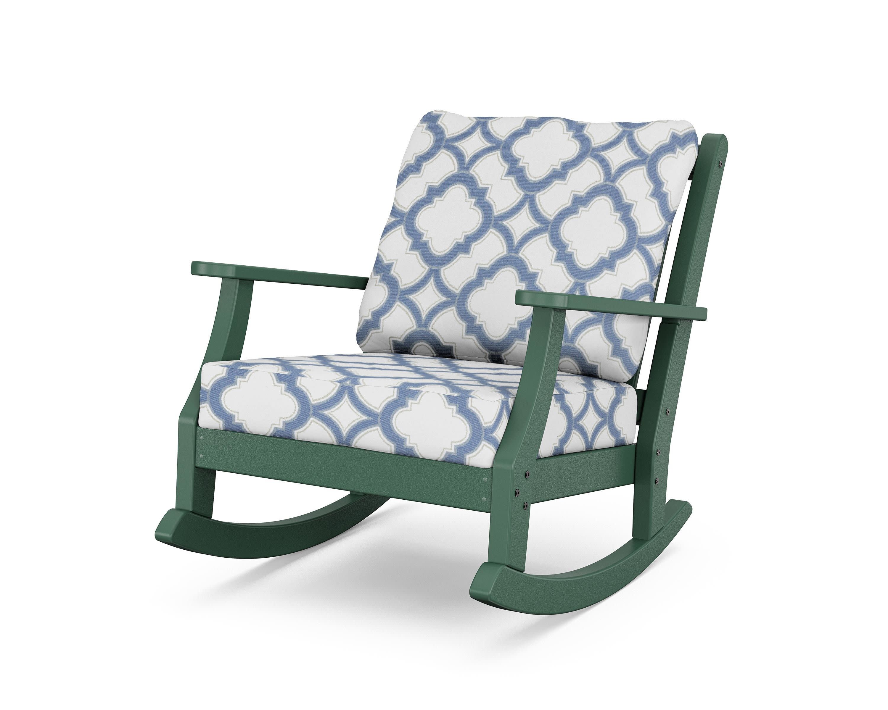 Wovendale Deep Seating Rocking Chair in Green / Trellis Sky Blue