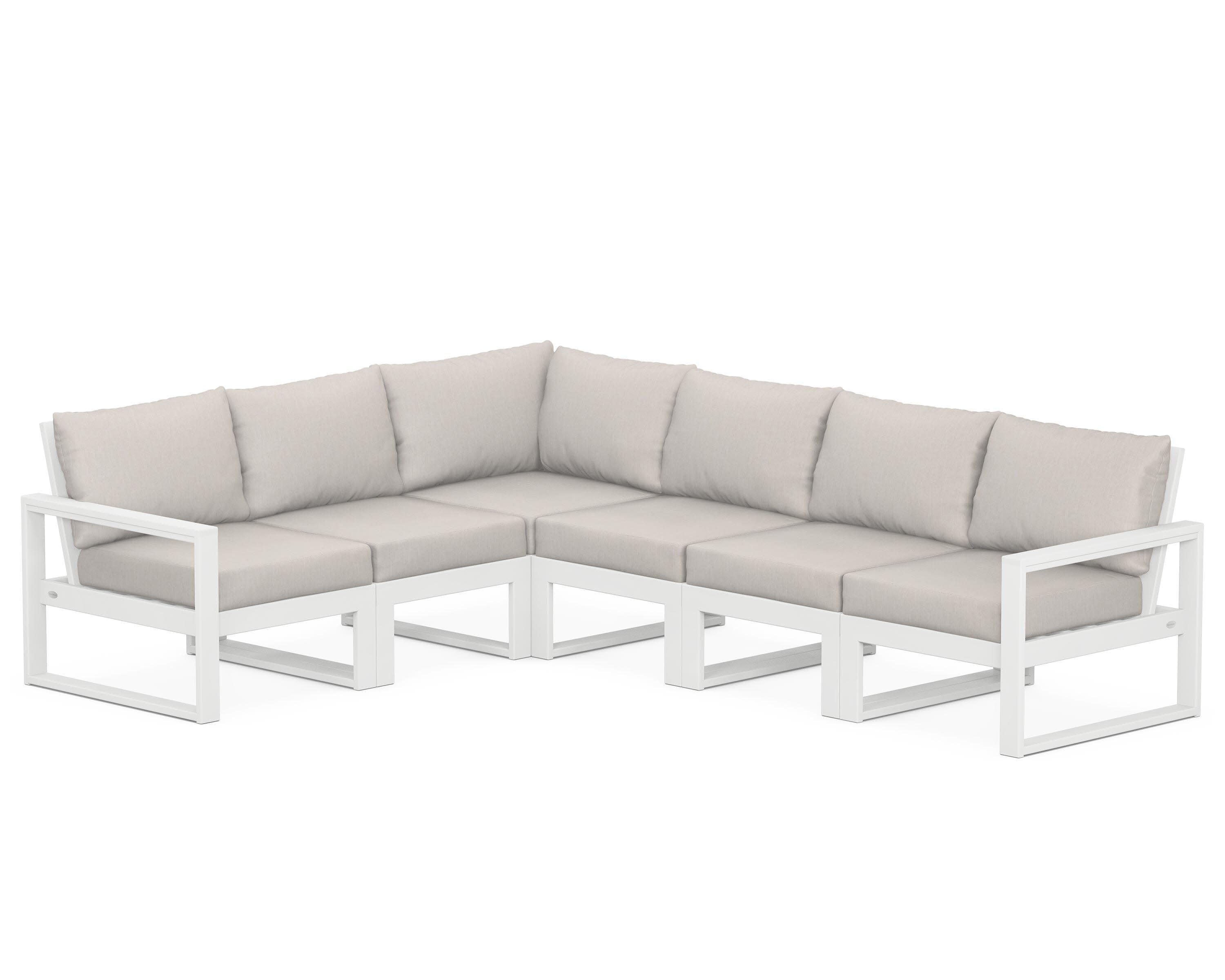 EDGE 6-Piece Modular Deep Seating Set in White / Cast Ash