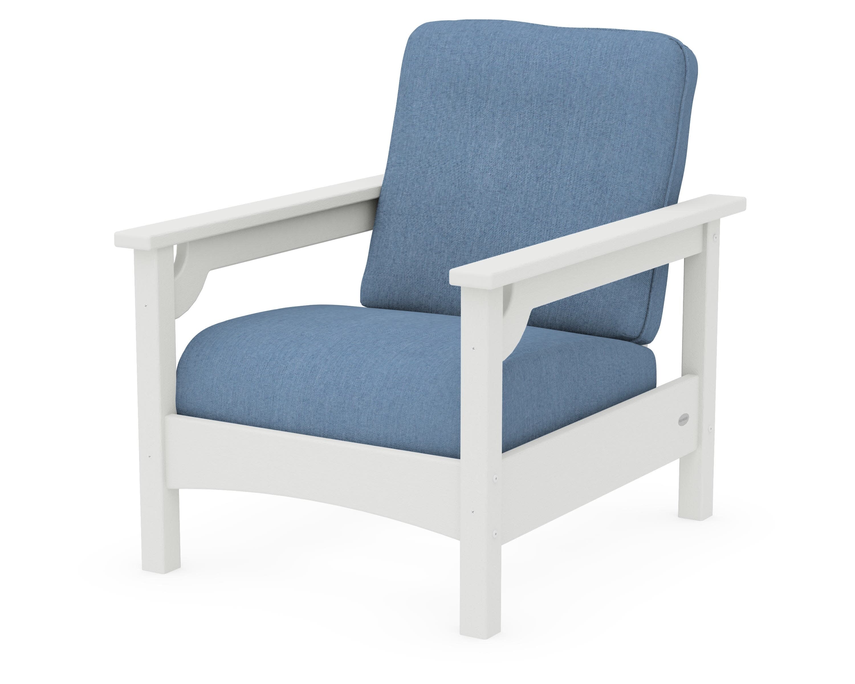 Club Chair in Vintage White / Sky Blue