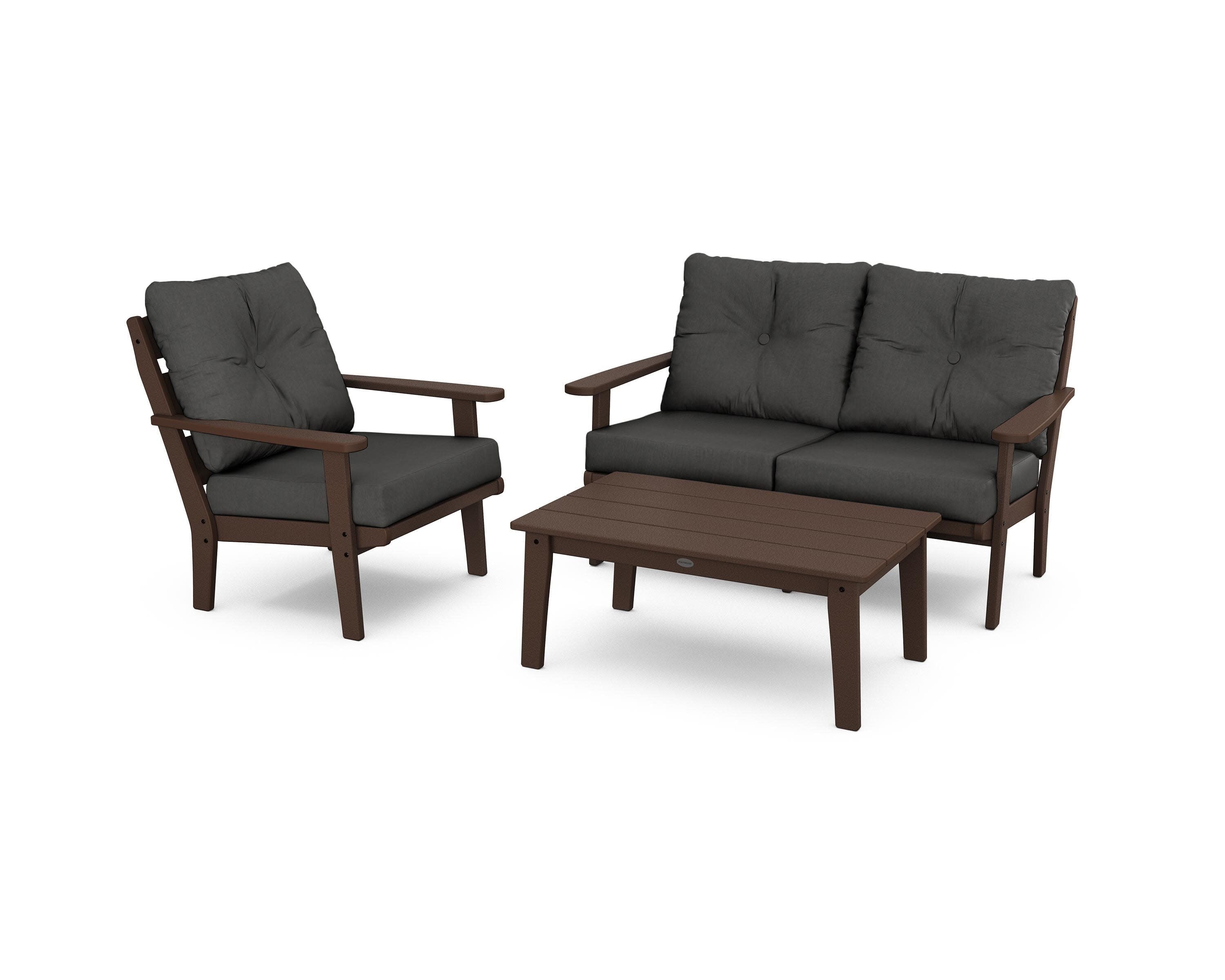 Lakeside 3-Piece Deep Seating Set in Mahogany / Spectrum Carbon