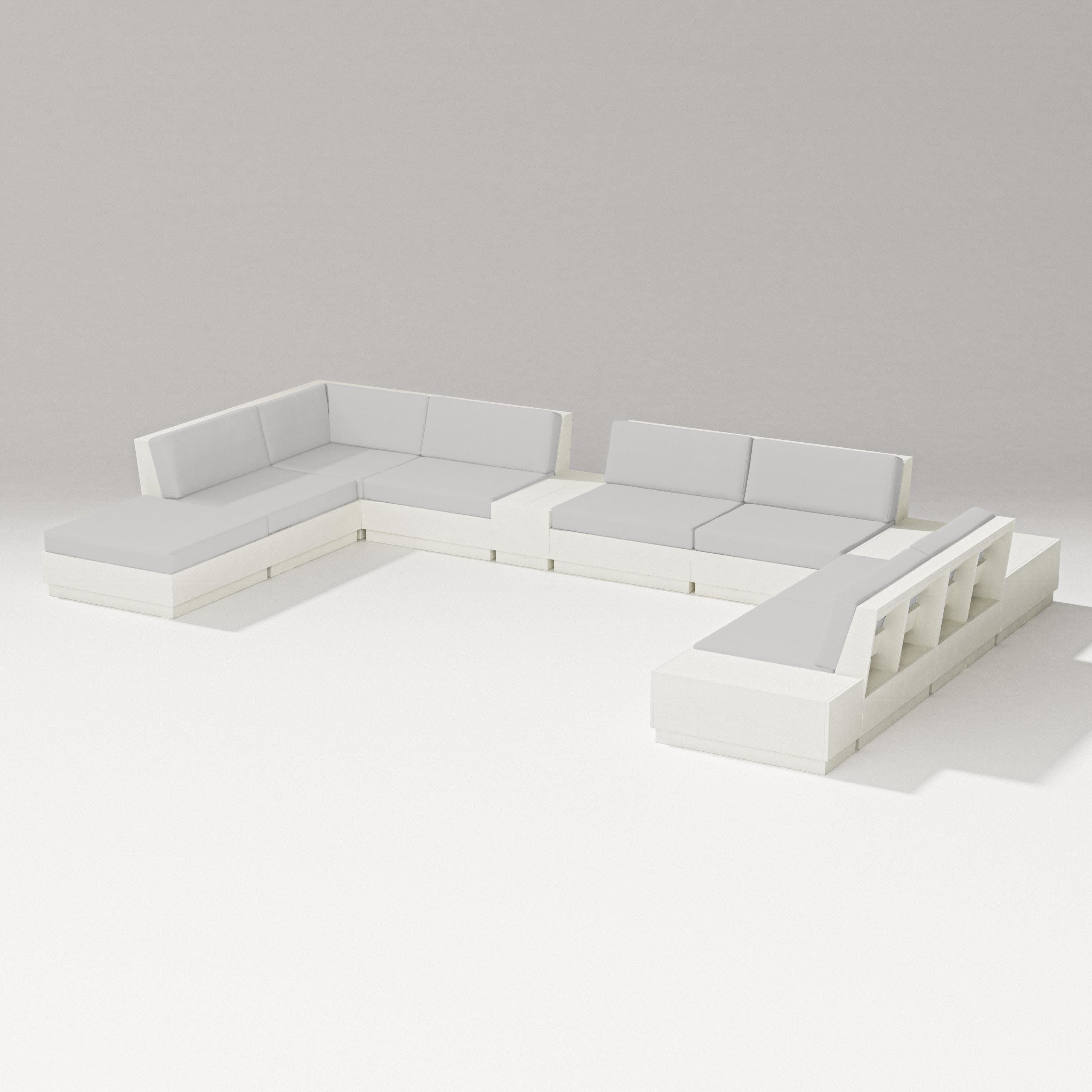 Elevate 11-Piece Conversation Sectional Set in Vintage White / Diamond in the Rough