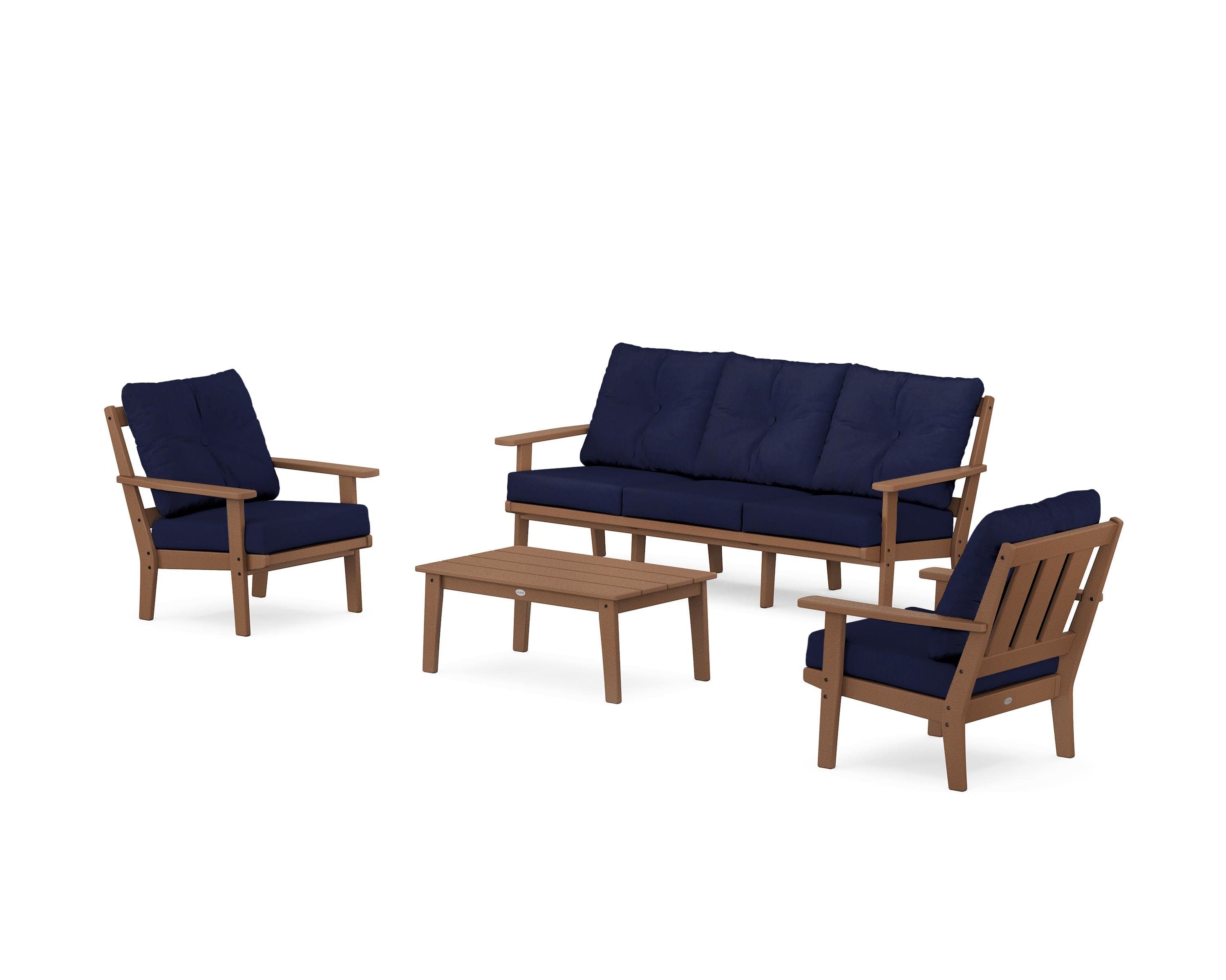 Oxford 4-Piece Deep Seating Set with Sofa in Teak / Navy