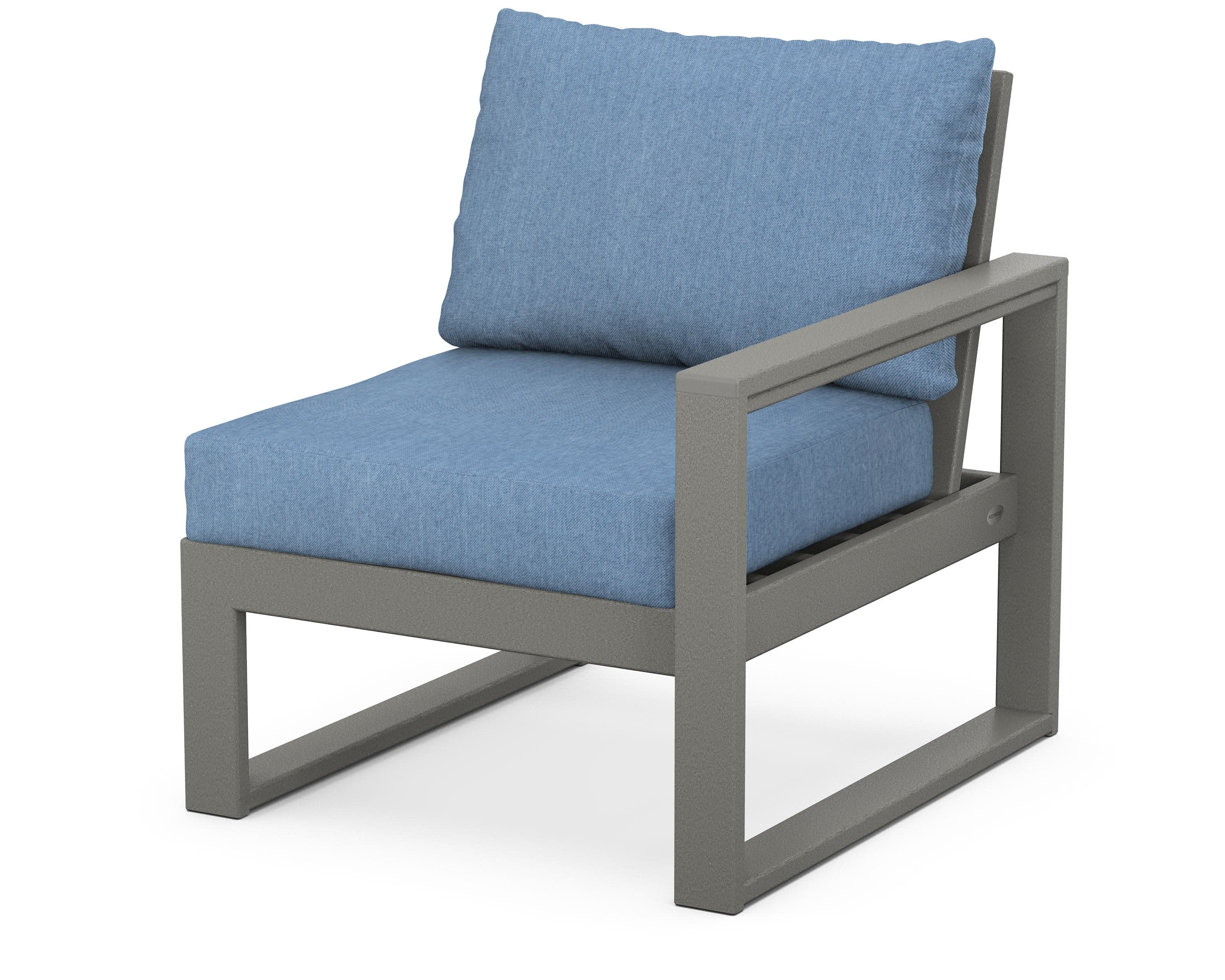 EDGE Modular Right Arm Chair in Slate Grey / Sky Blue