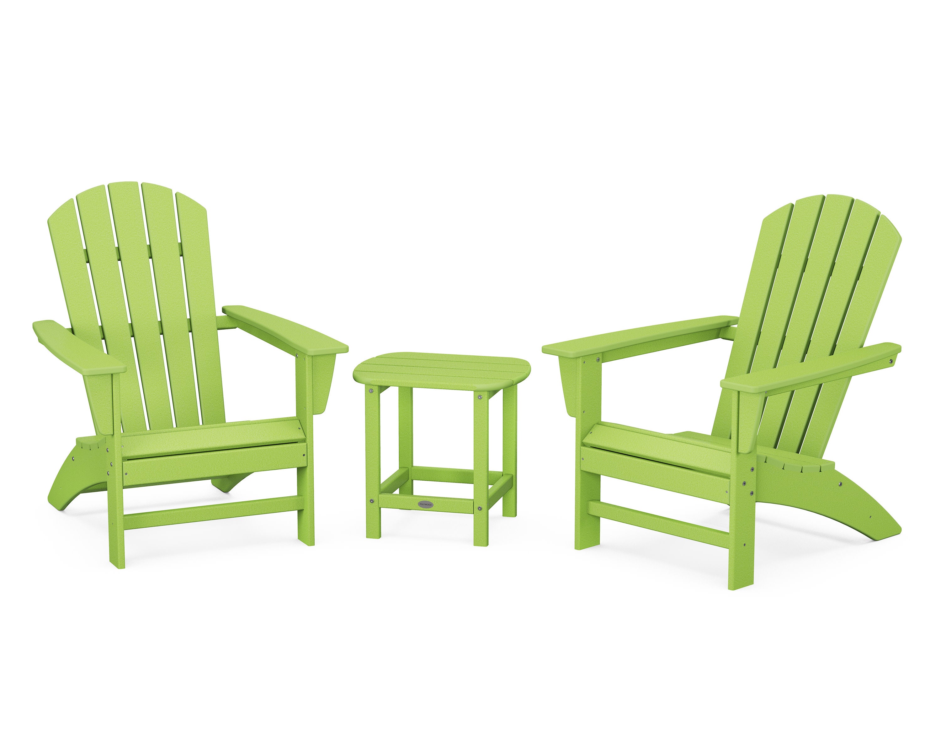 Nautical 3-Piece Adirondack Set with South Beach 18" Side Table in Lime