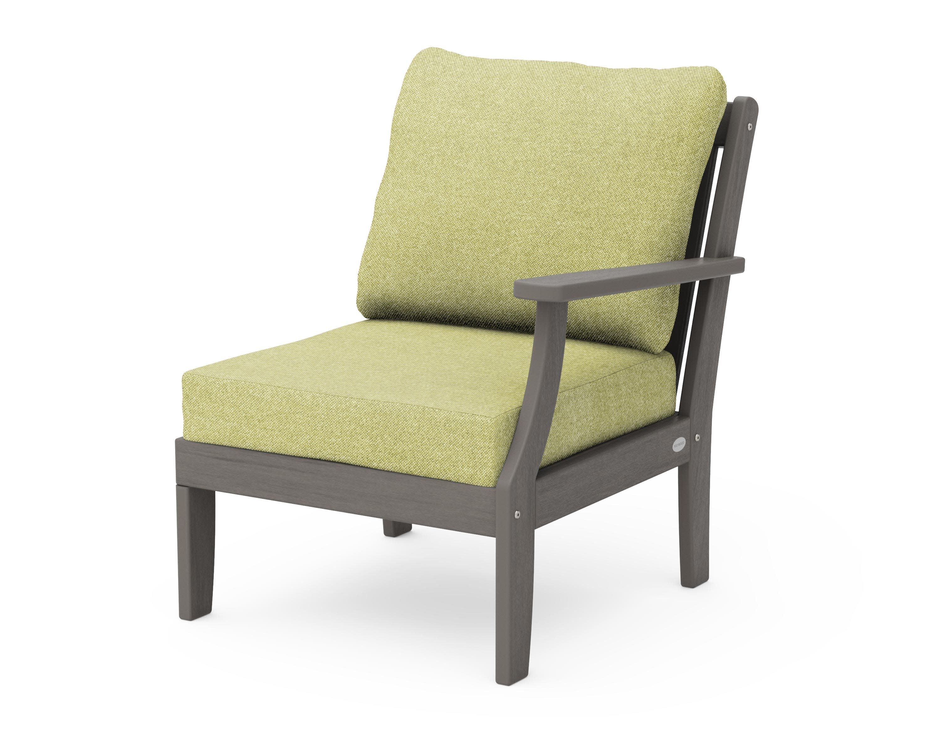 Braxton Modular Right Arm Chair in Driftwood / Chartreuse Boucle