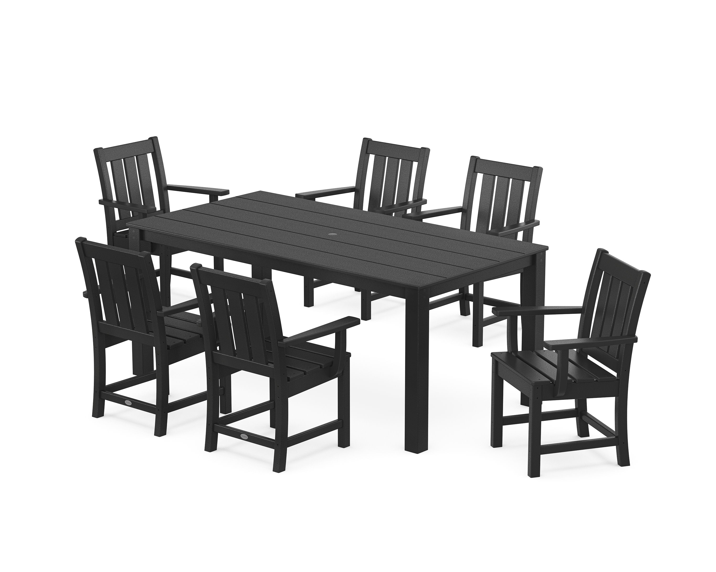 Oxford Arm Chair 7-Piece Parsons Dining Set in Black