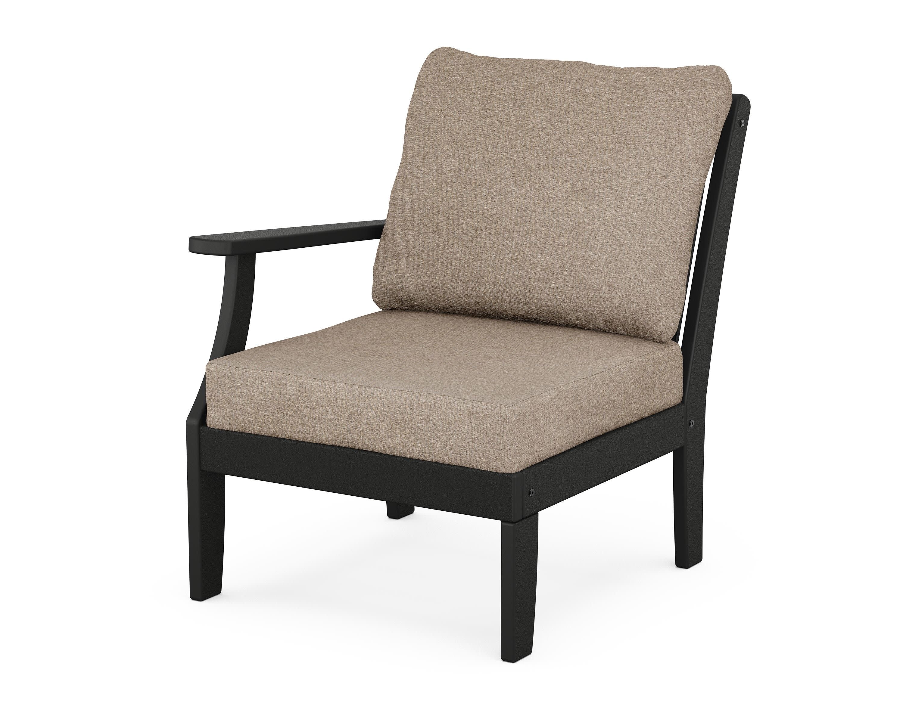 Braxton Modular Left Arm Chair in Black / Spiced Burlap