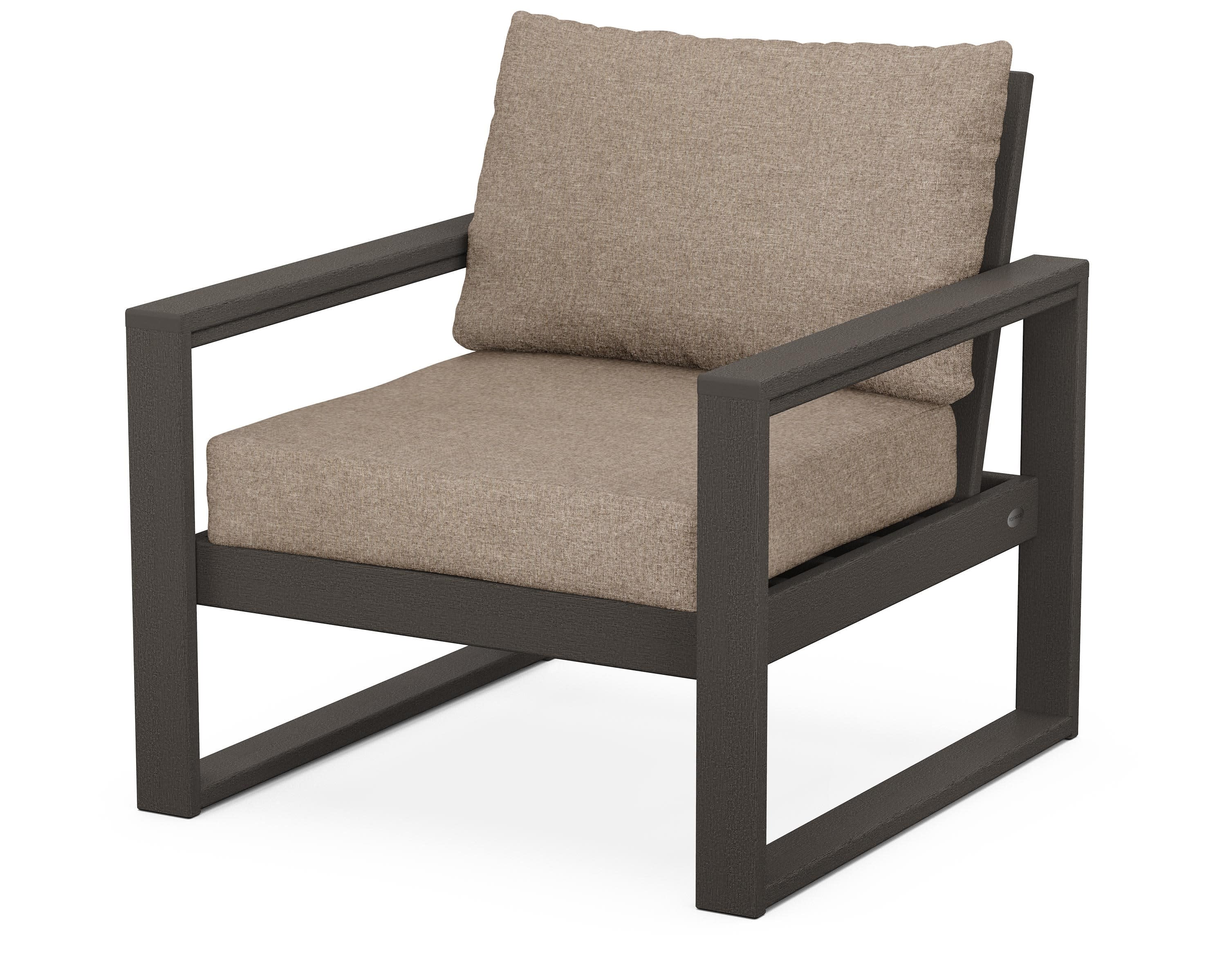 EDGE Club Chair in Vintage Coffee / Spiced Burlap
