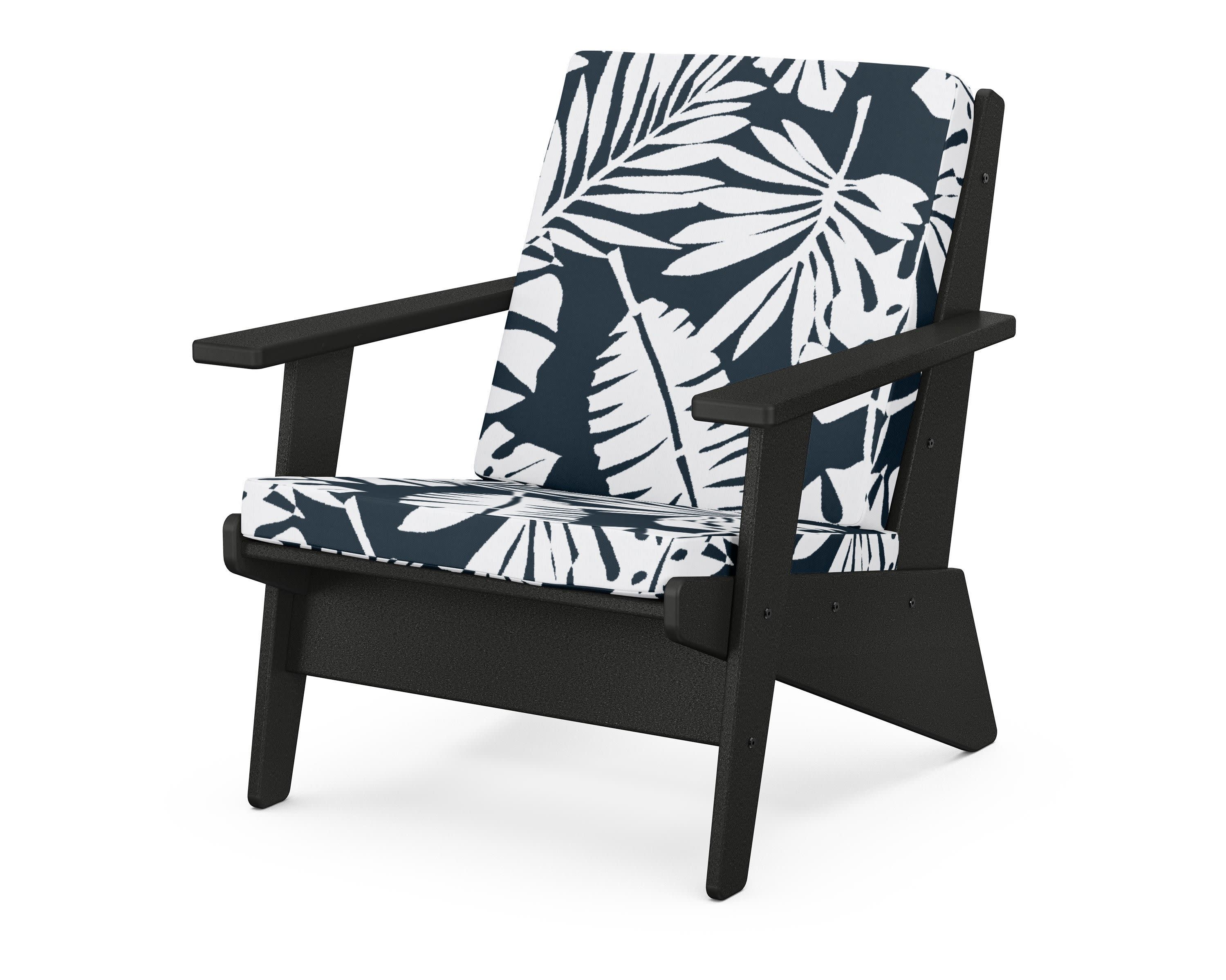 Riviera Modern Lounge Chair in Black / Leaf Marine Indigo