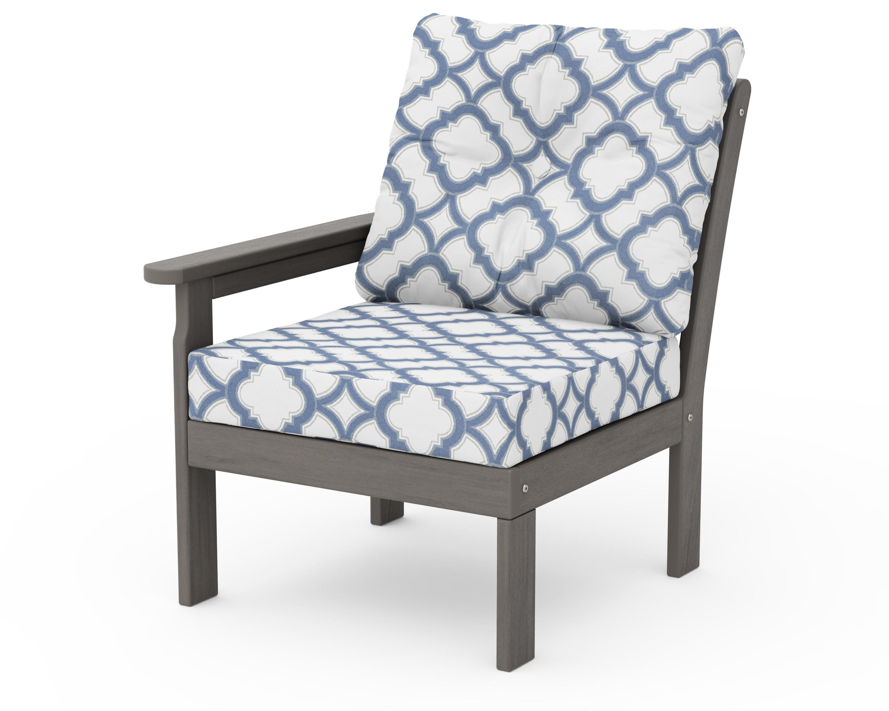 Vineyard Modular Left Arm Chair in Driftwood / Trellis Sky Blue