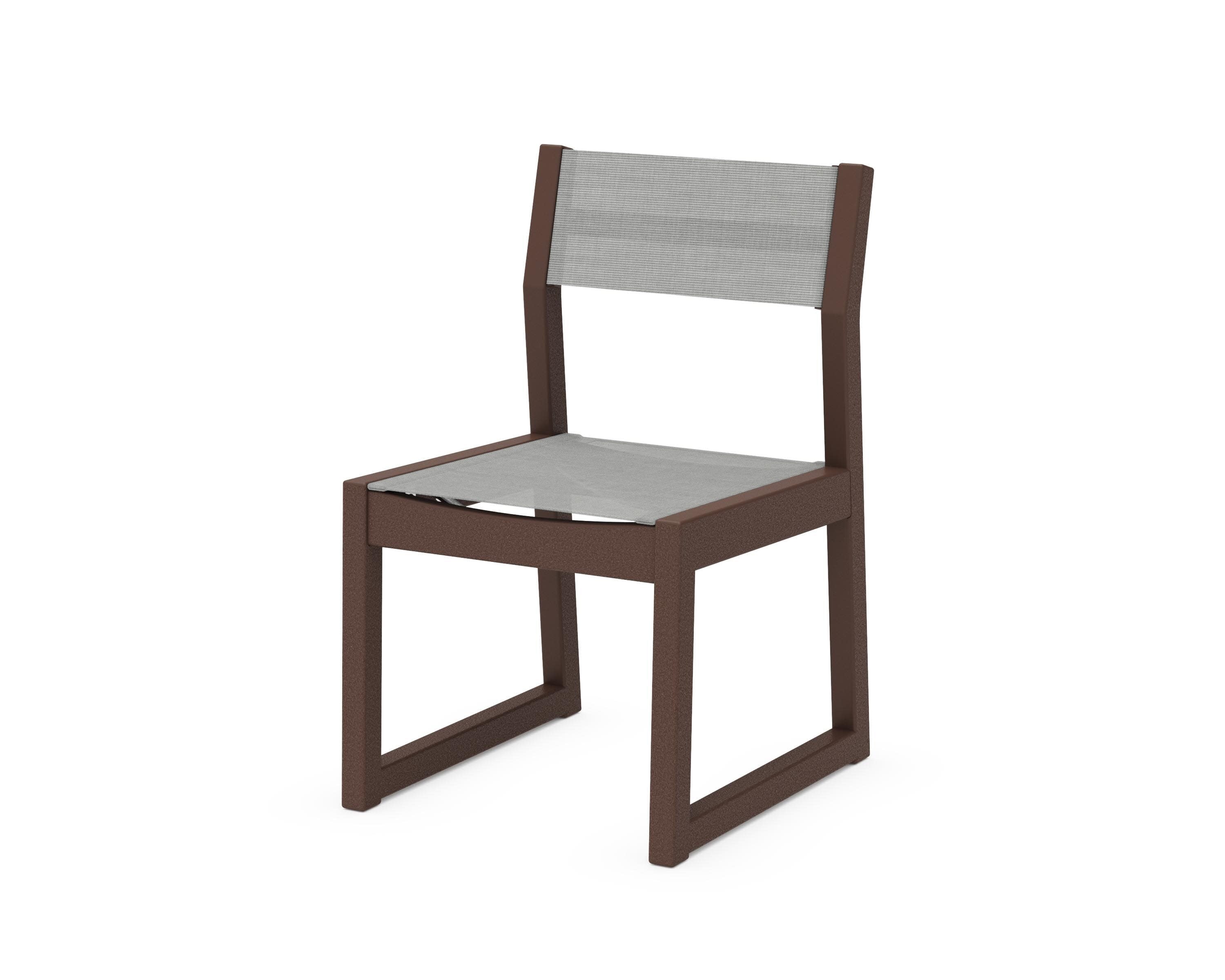 EDGE Sling Dining Side Chair in Mahogany / Metallic Sling