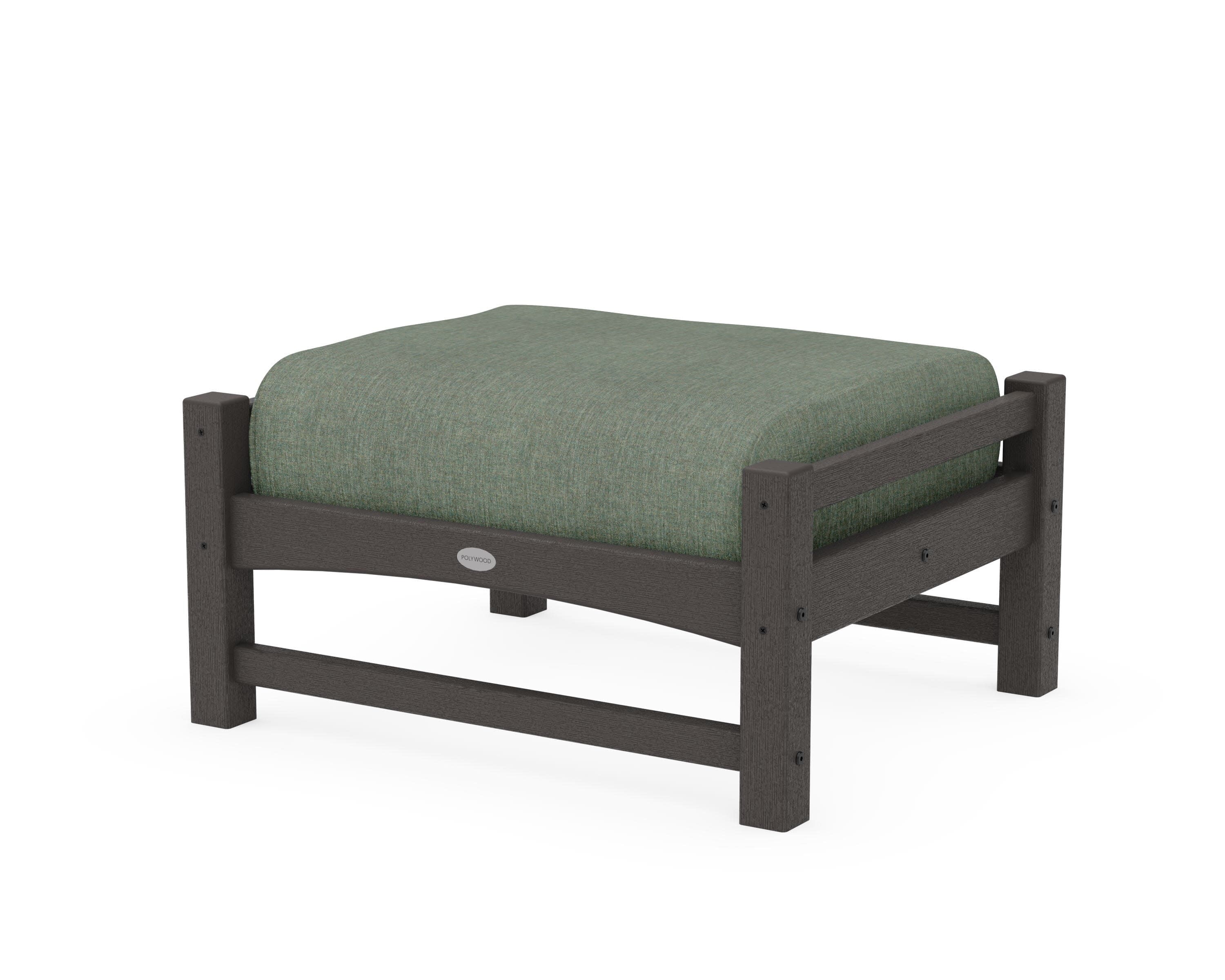 Club Ottoman in Vintage Coffee / Cast Sage