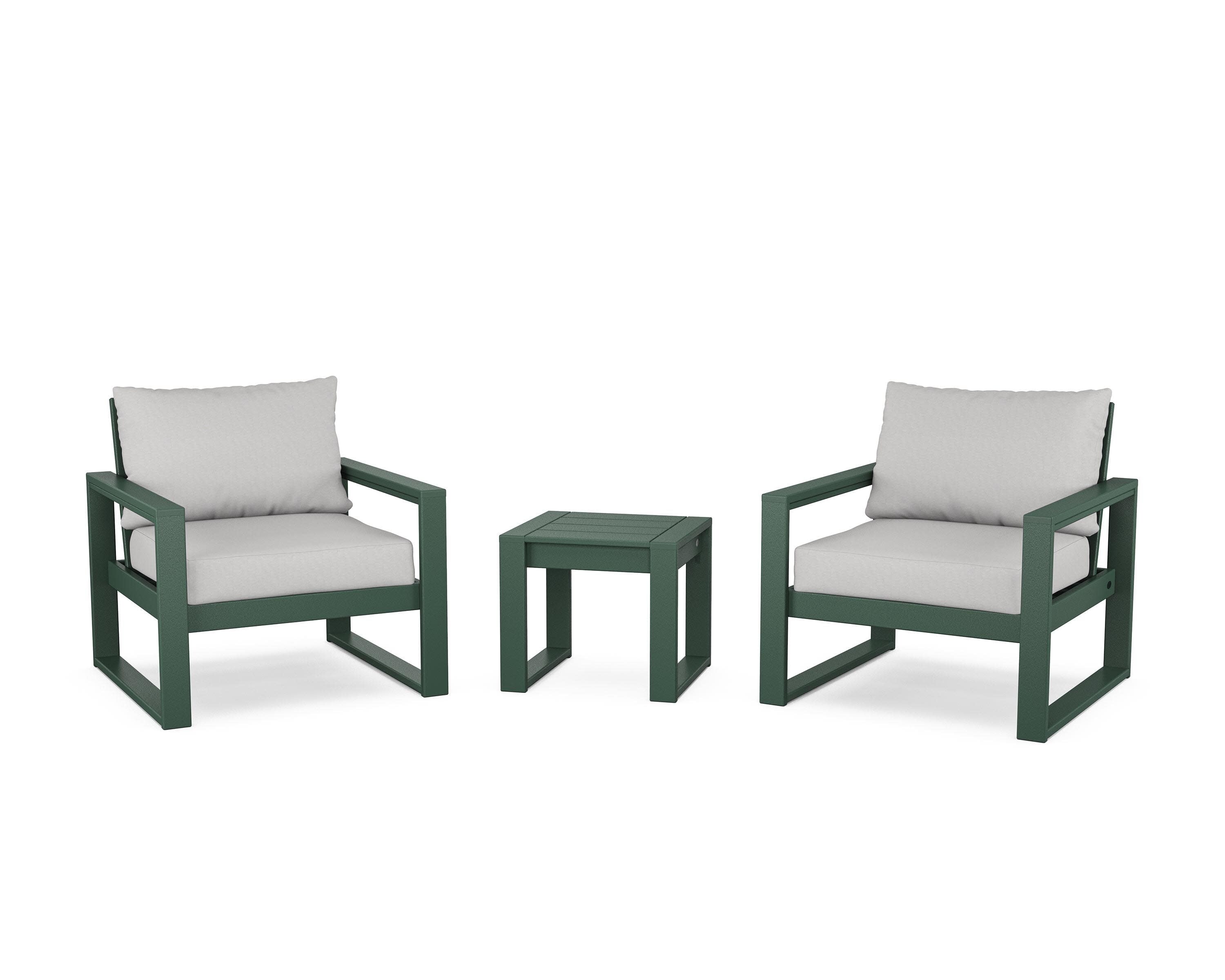 EDGE Sectional 3-Piece Deep Seating Set in Green / Diamond in the Rough