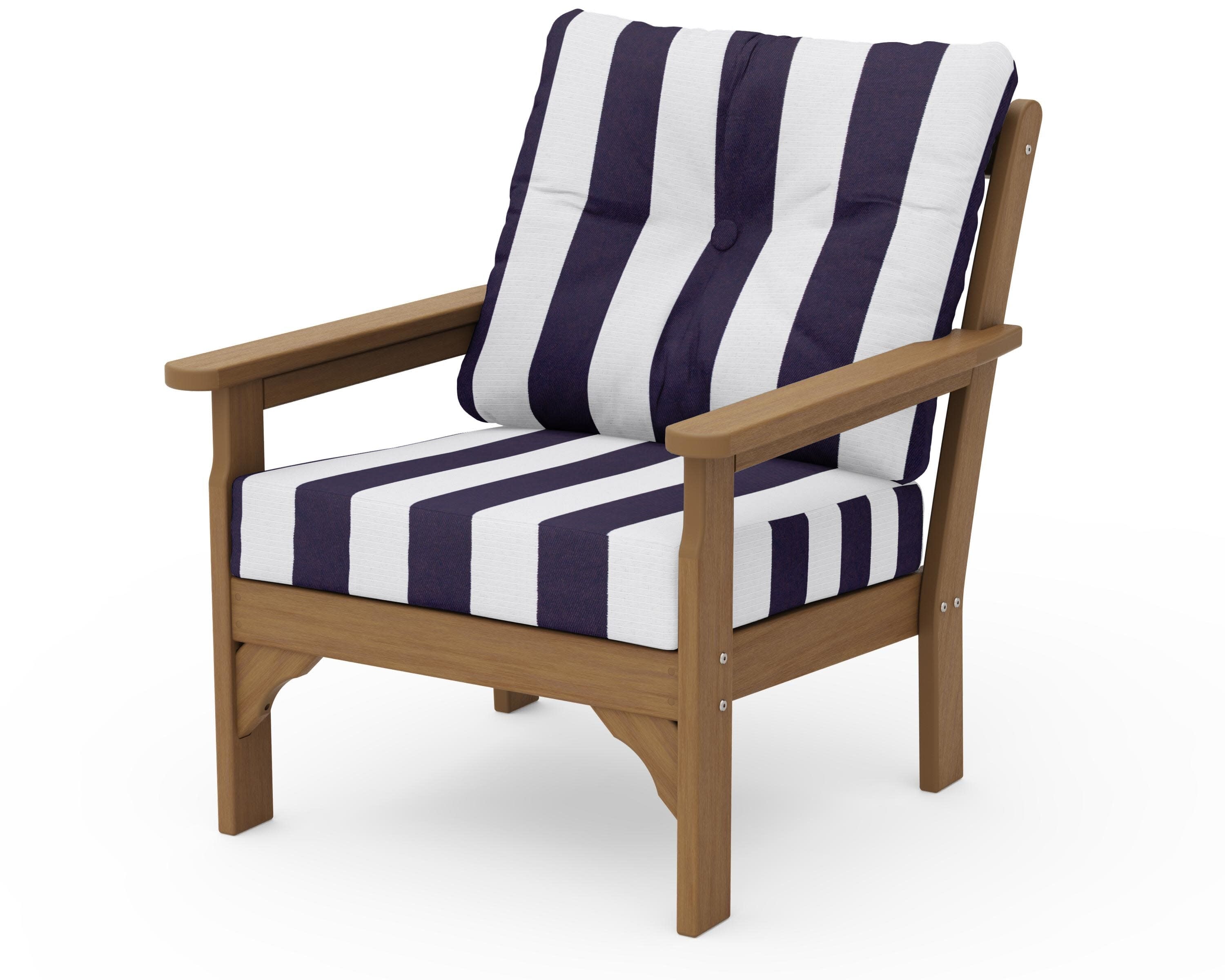 Vineyard Deep Seating Chair in Natural / Cabana Stripe Navy