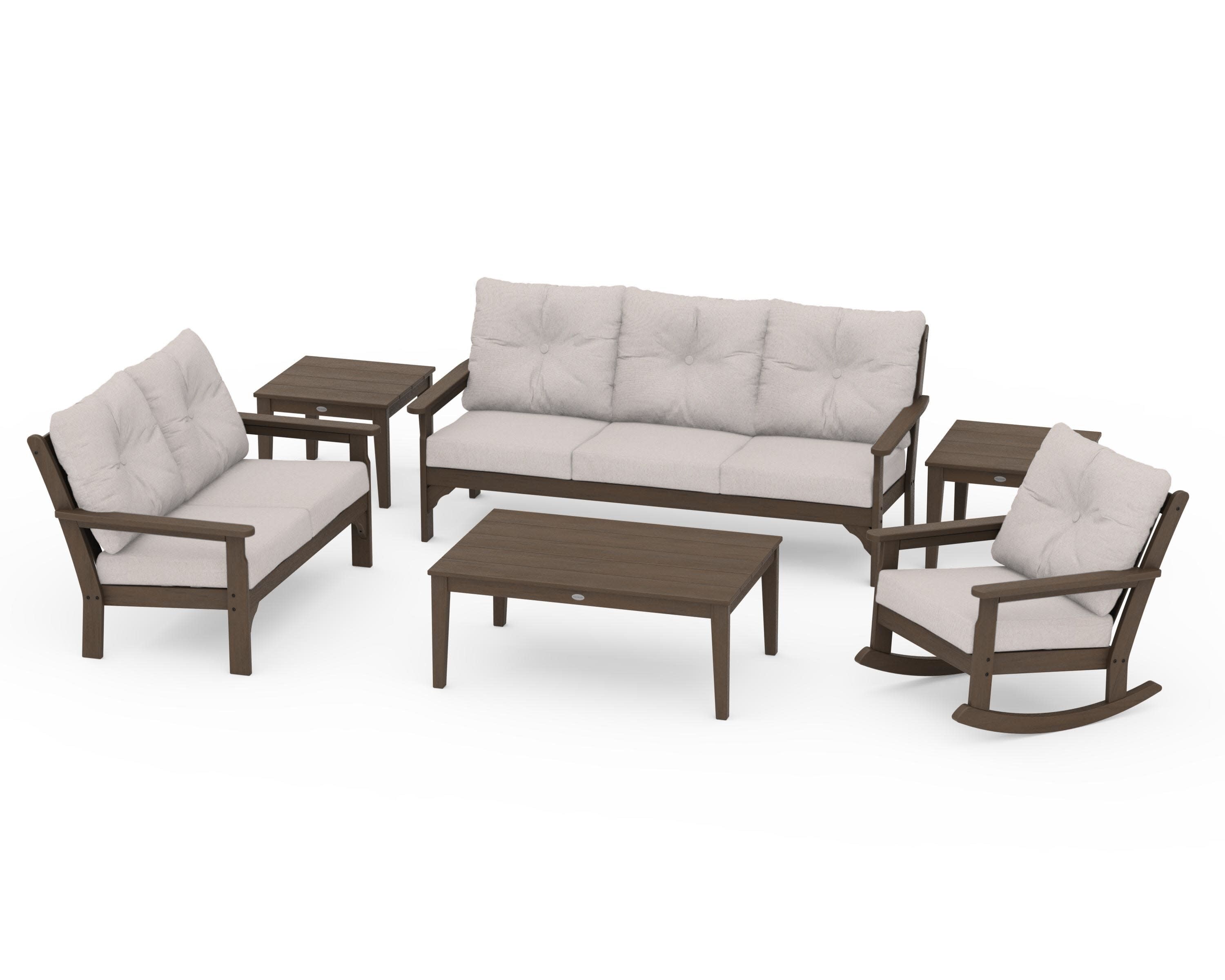 Vineyard 6-Piece Deep Seating Set in Kona / Dune Burlap