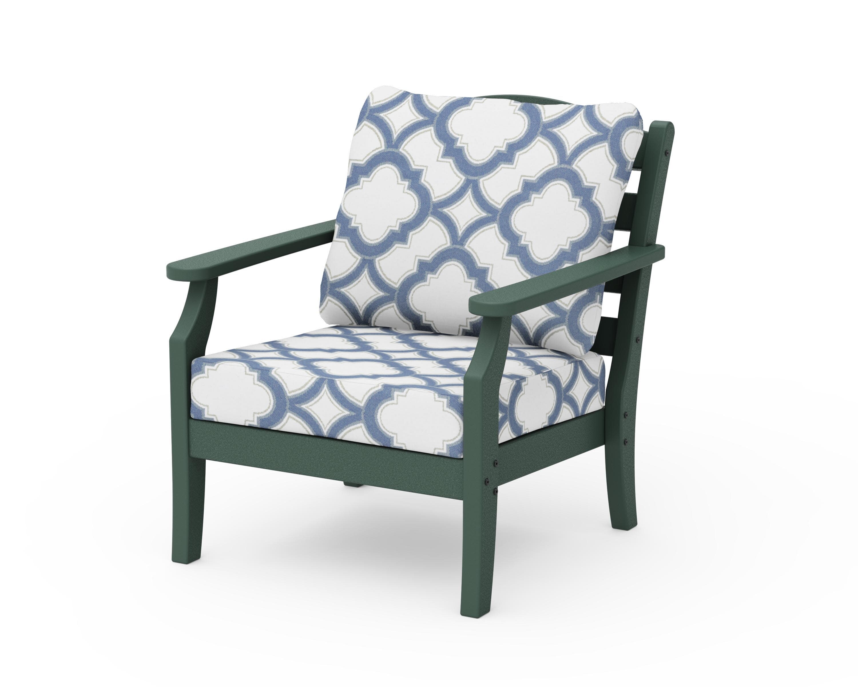 Savannah Deep Seating Chair in Green / Trellis Sky Blue